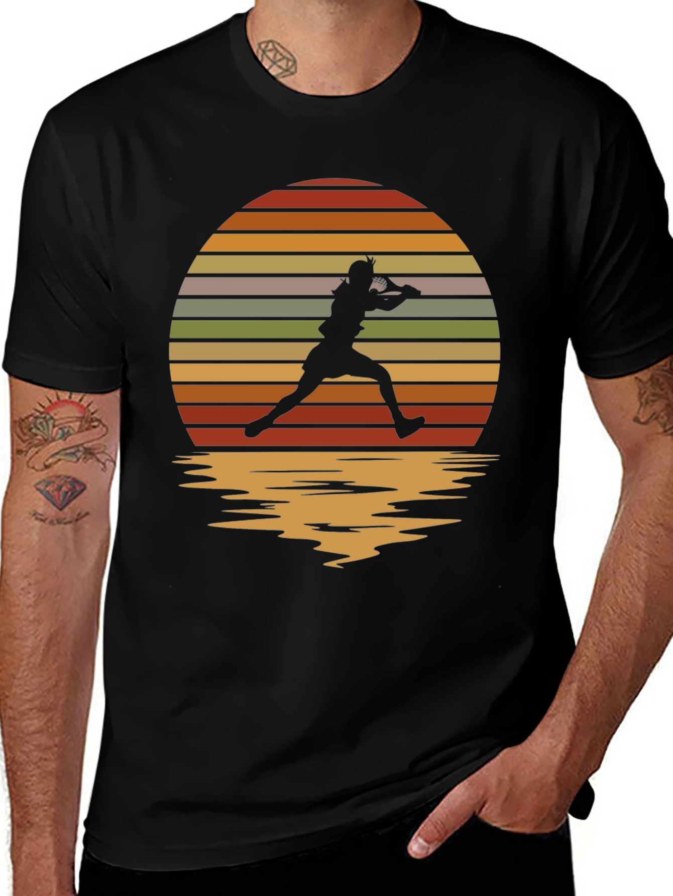 Variant 12 of Retro Sunset Tennis Player Graphic Tee
