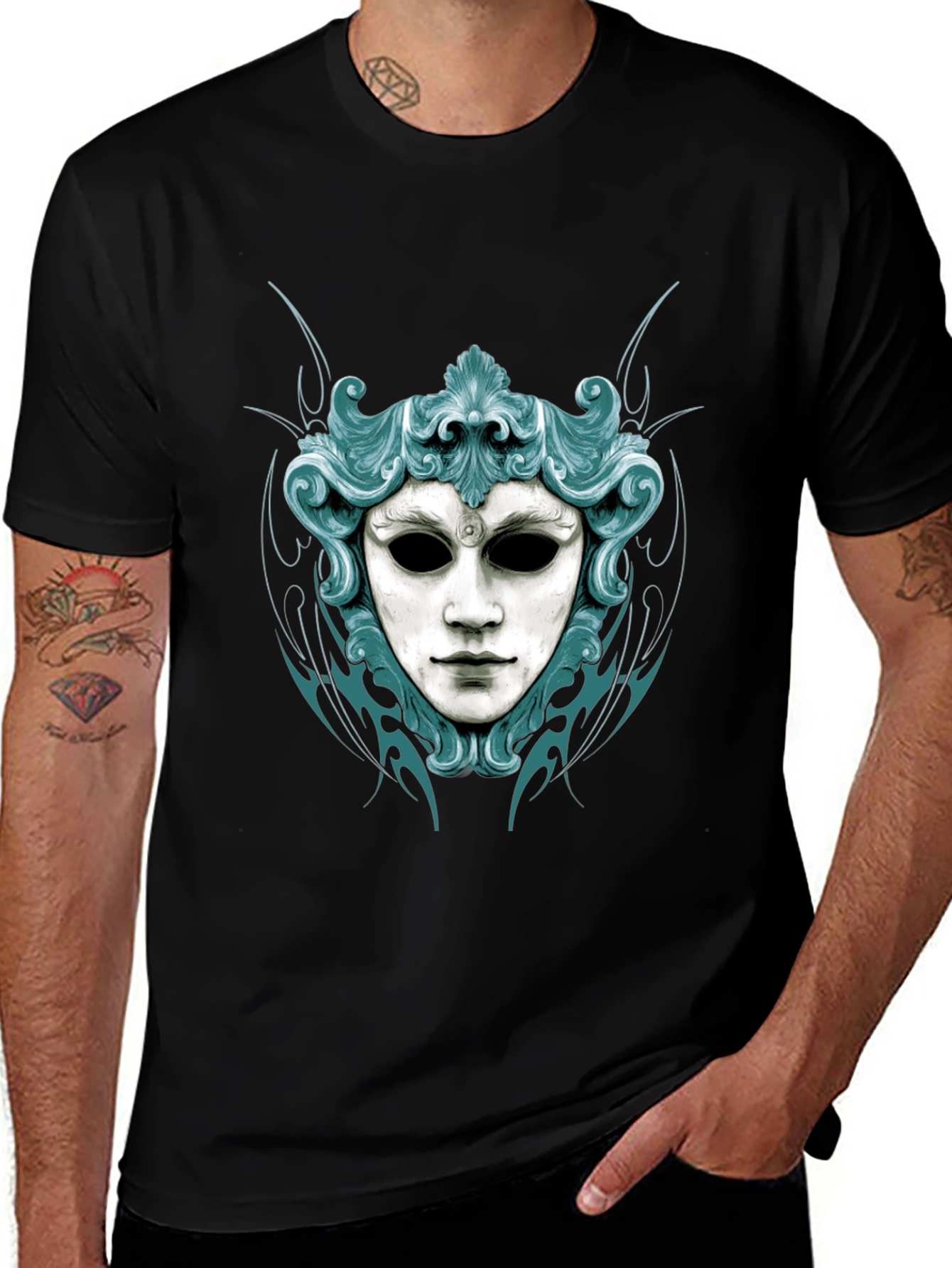Variant 10 of Masquerade Mask Graphic Tee - Unique Design