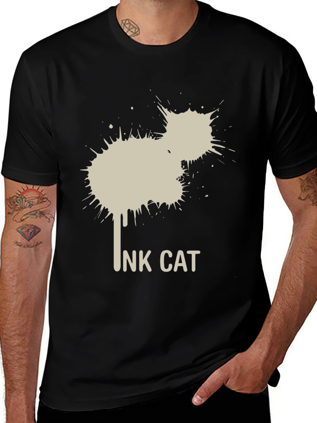 Variant 15 of Ink Cat Graphic Tee - Cool Artistic Design