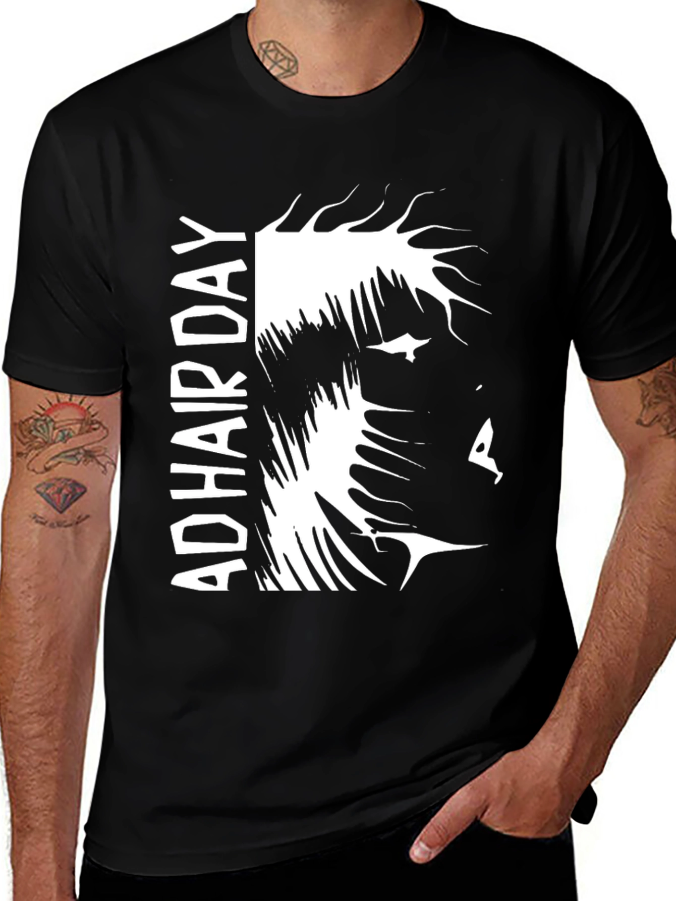 Bold 'AD Hair Day' Graphic Tee - Black