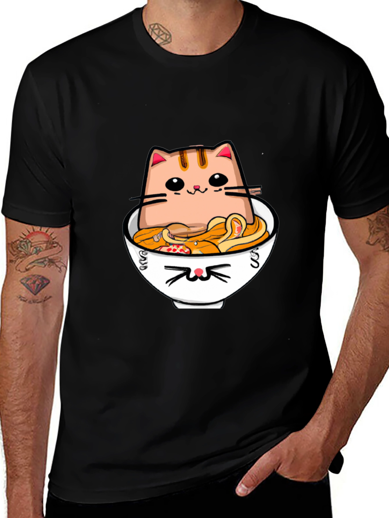 Variant 3 of Cat Ramen T-Shirt - Kawaii Noodle Bowl Design
