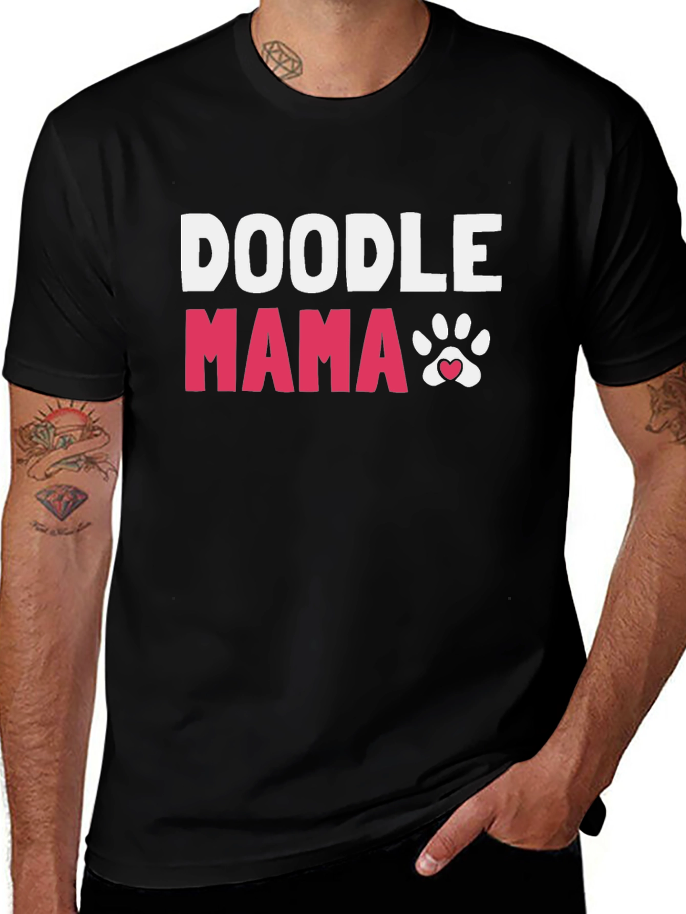 Black Doodle Mama Paw Print T-Shirt main image