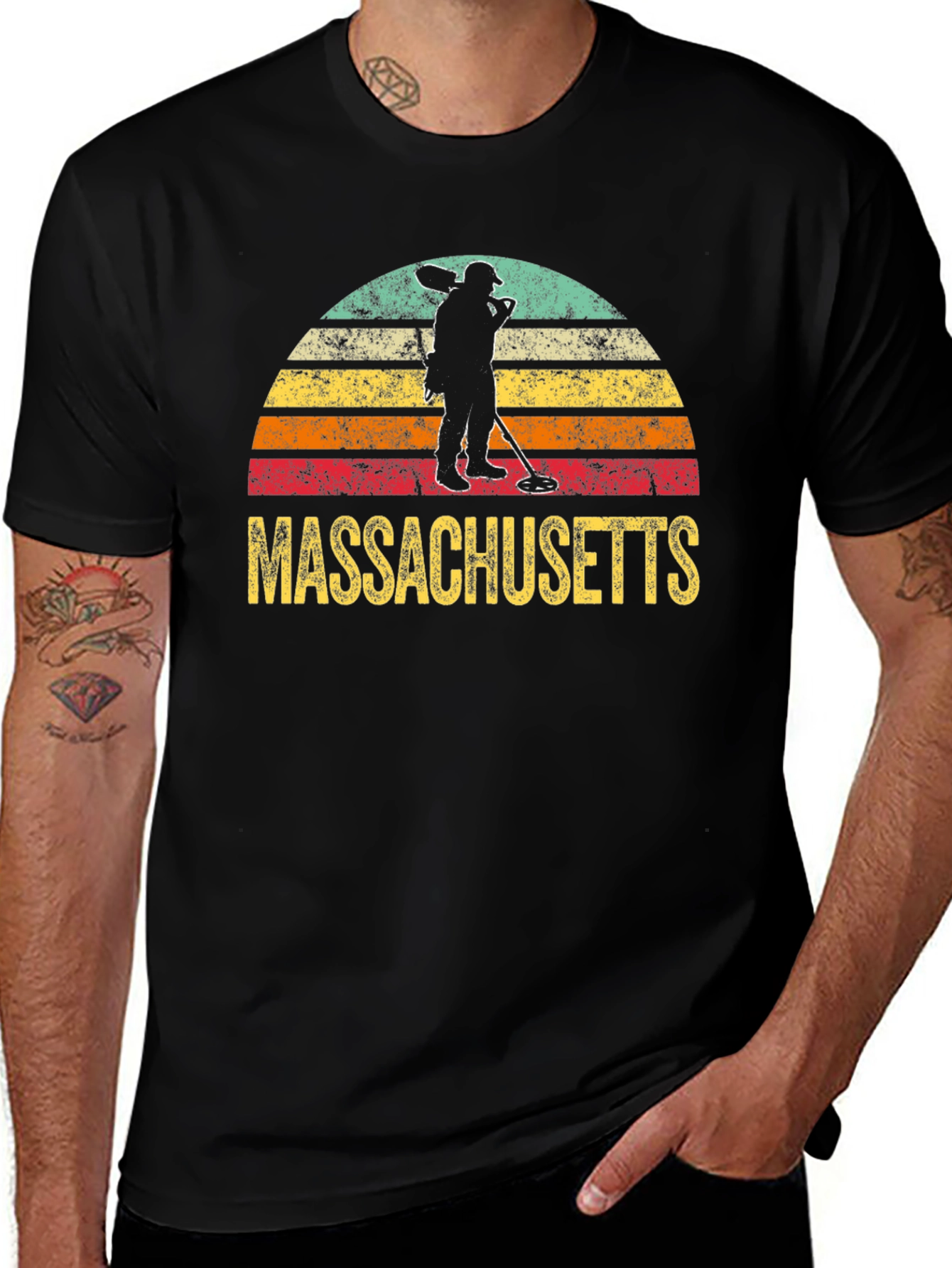 Massachusetts Metal Detecting Retro T-Shirt