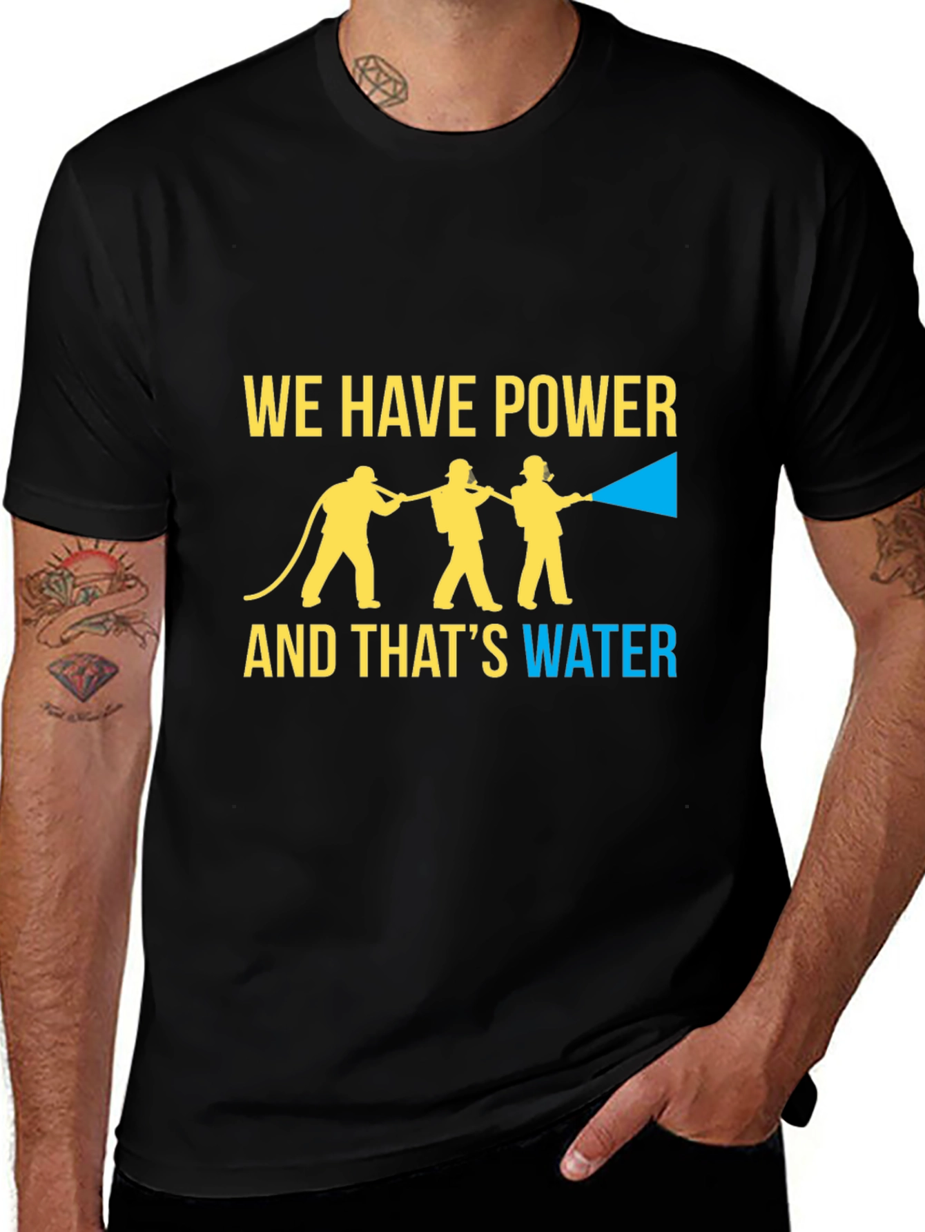 Variant 19 of Firefighter Power Water Black Graphic Tee