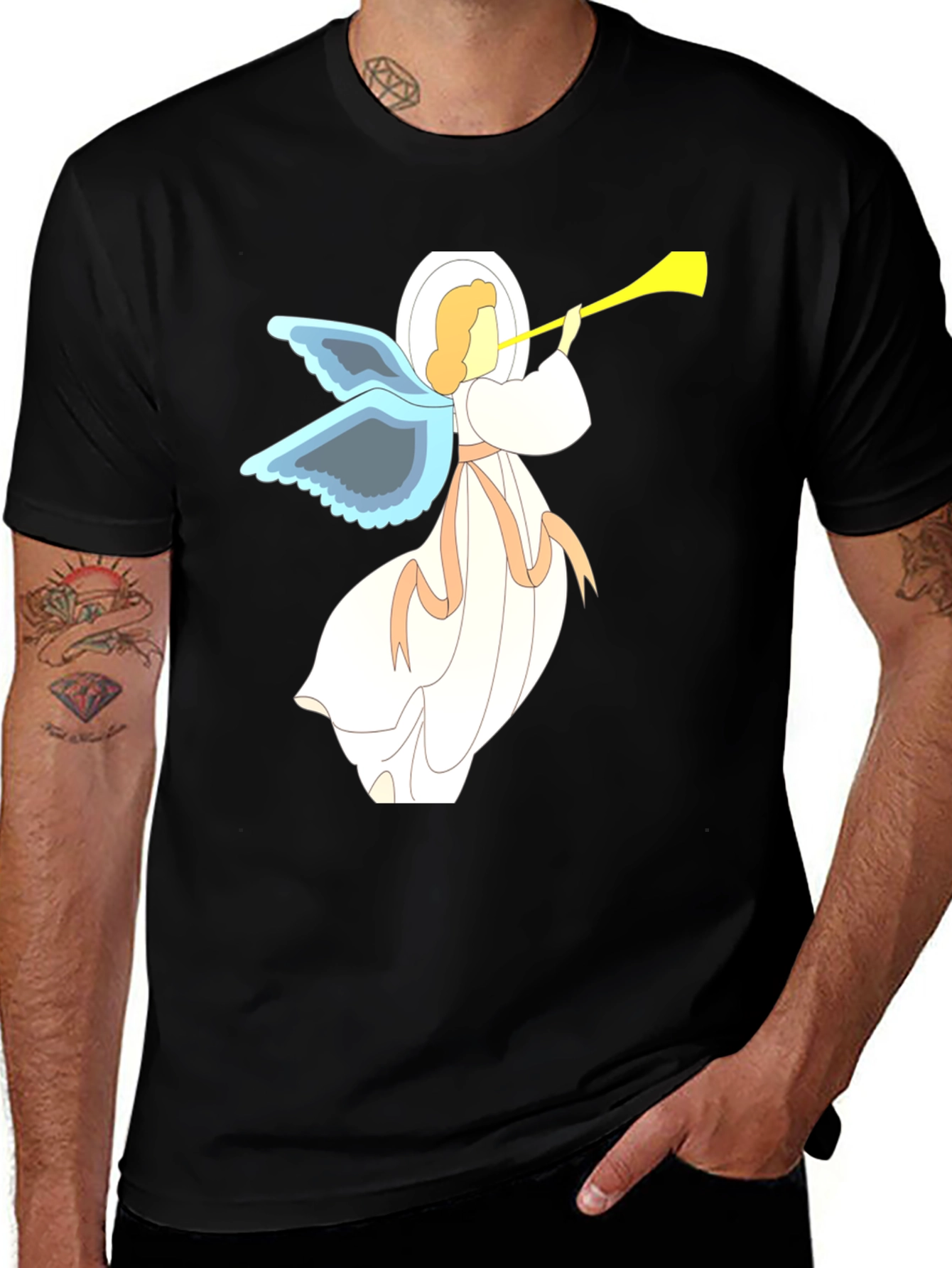 Variant 15 of Angel Graphic Tee - Black Cotton T-Shirt
