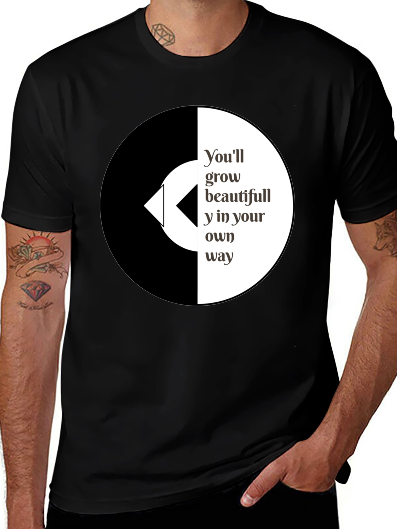 Variant 9 of Grow Beautifully T-Shirt - Black Graphic Tee
