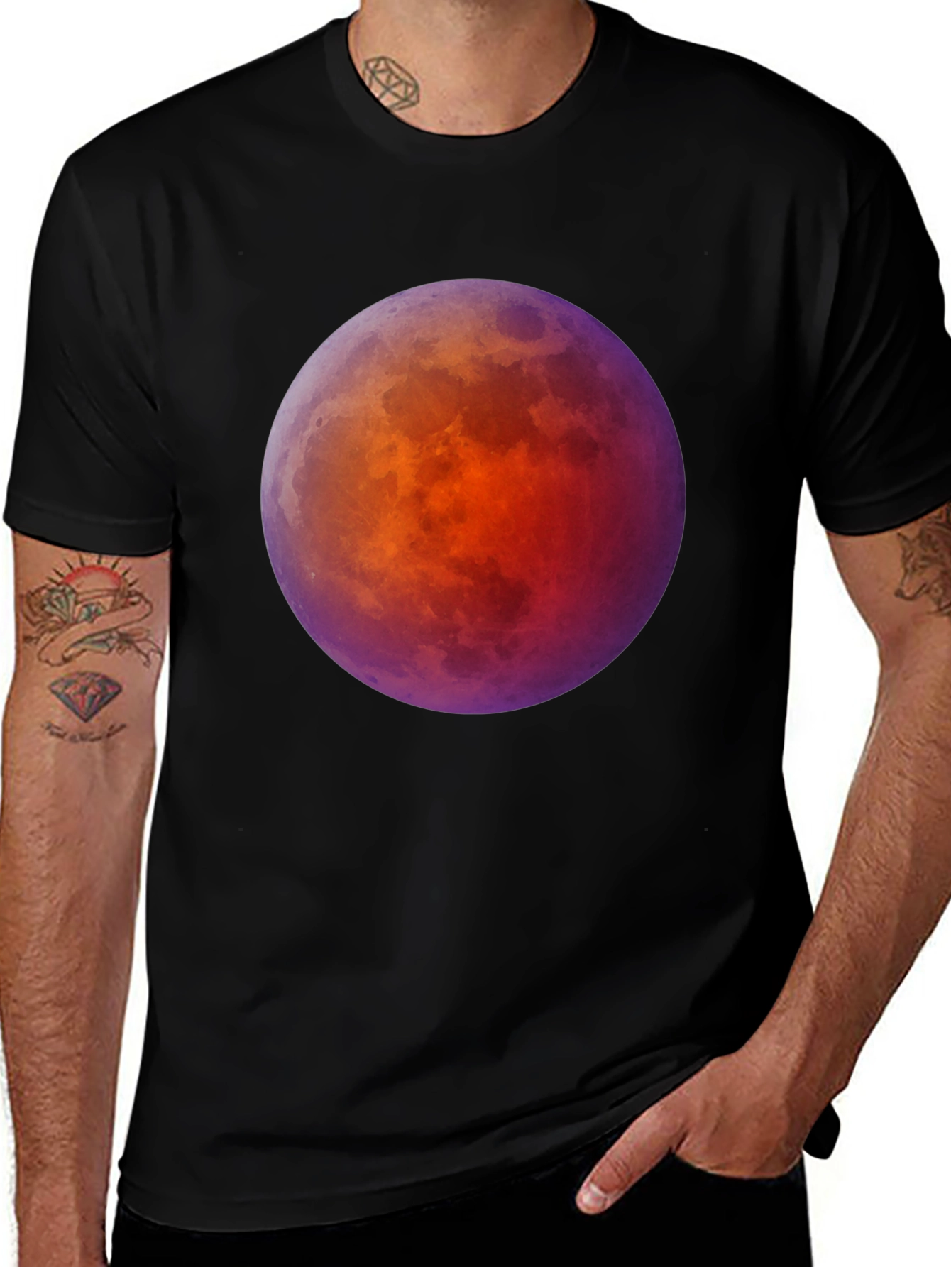 Variant 16 of Lunar Eclipse Graphic Tee - Black Cotton Comfort
