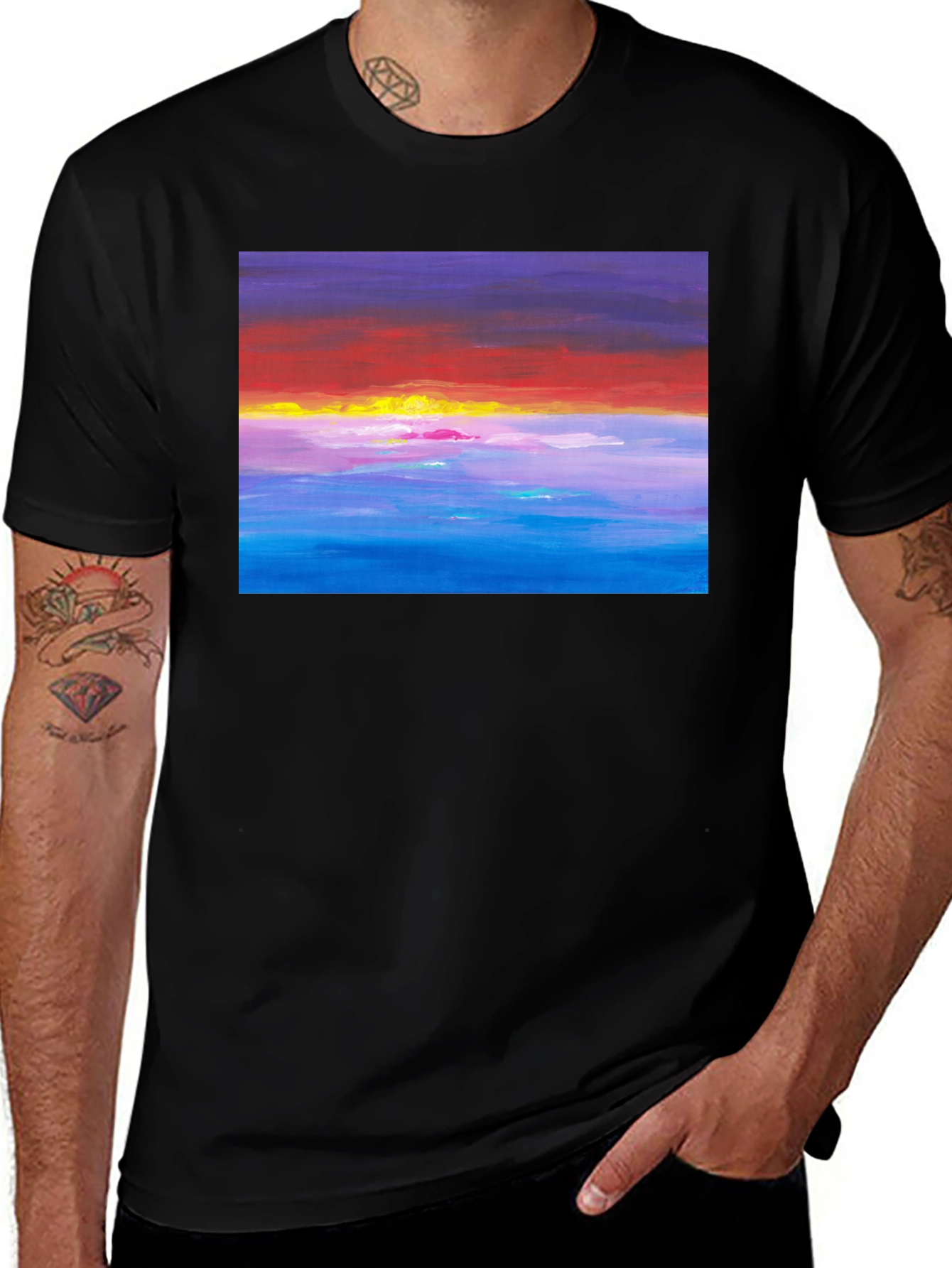 Sunset Seascape Graphic Tee - Black