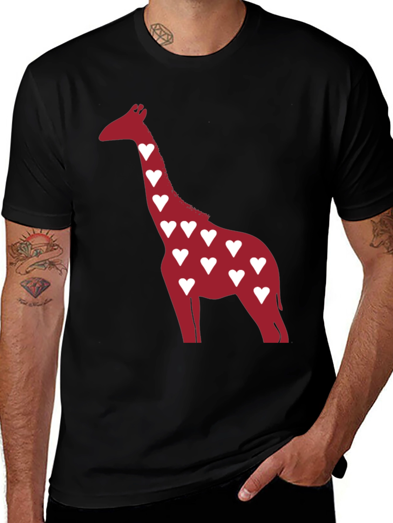 Variant 27 of Heart Giraffe Graphic Tee - Stylish Casual Wear