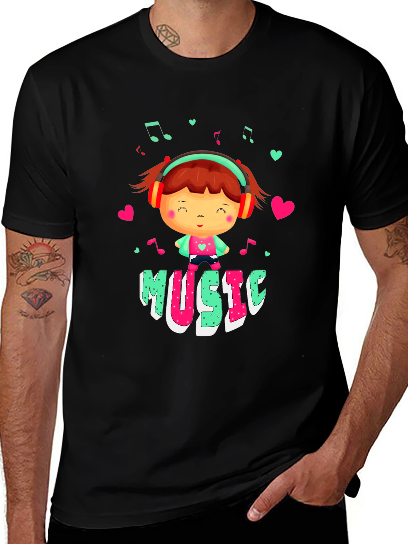 Variant 19 of Music Lover Graphic T-Shirt - Cute Cartoon Design