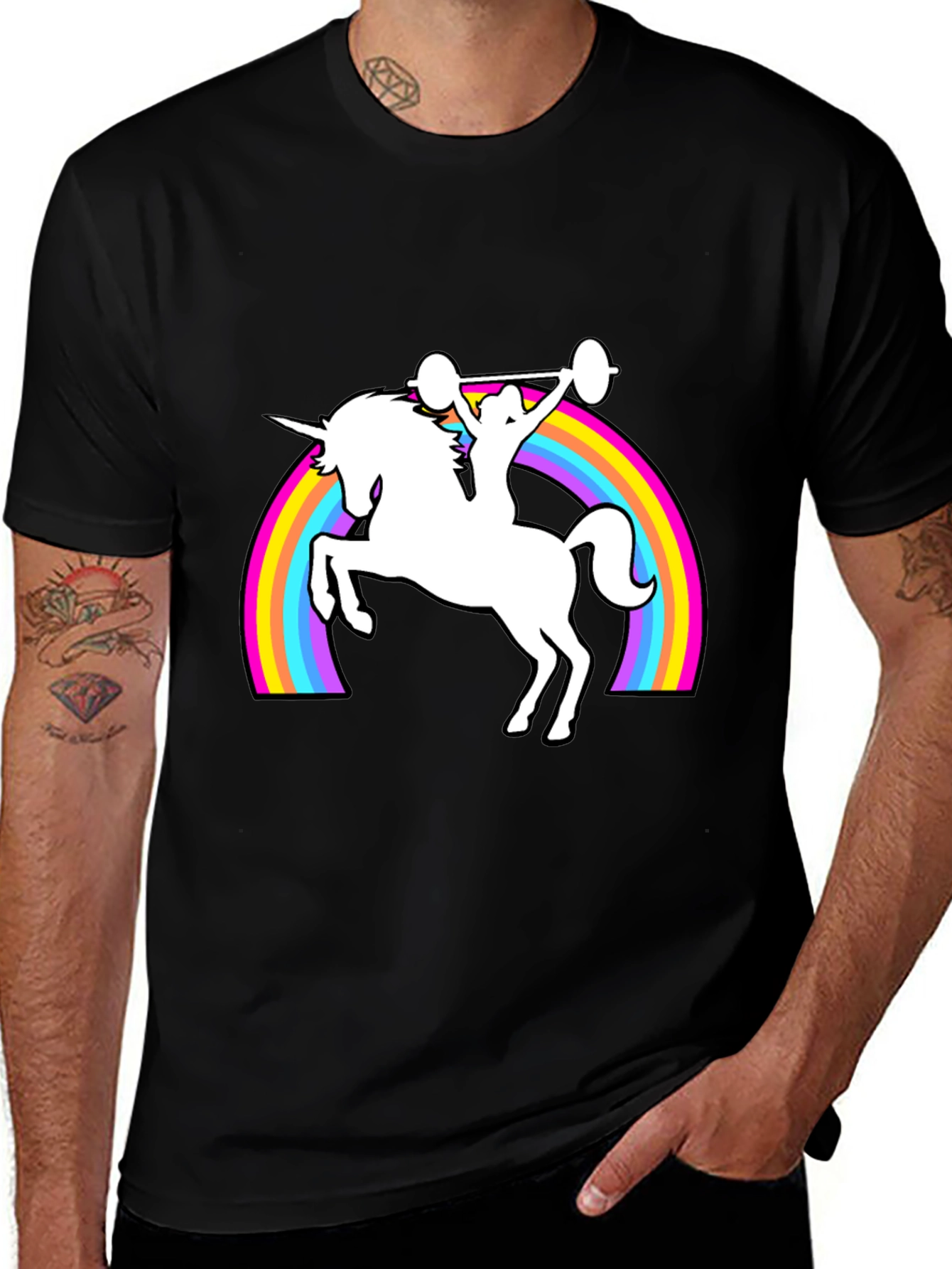 Variant 28 of Unicorn Weightlifting Rainbow T-Shirt