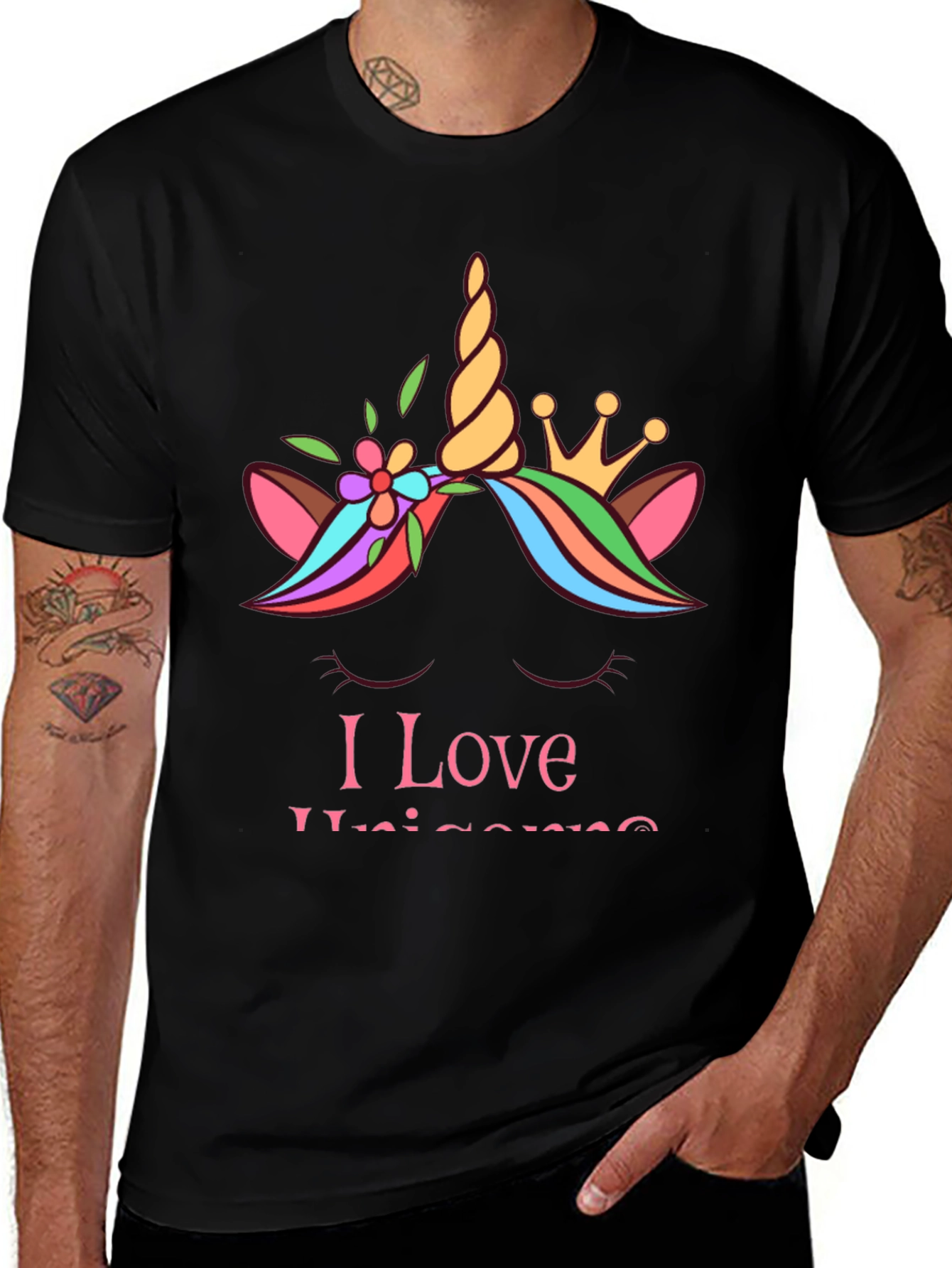 Variant 14 of I Love Unicorns T-Shirt - Black Graphic Tee