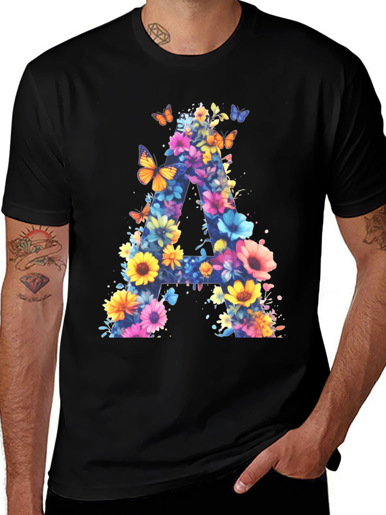 Variant 2 of Floral Letter A Graphic Tee