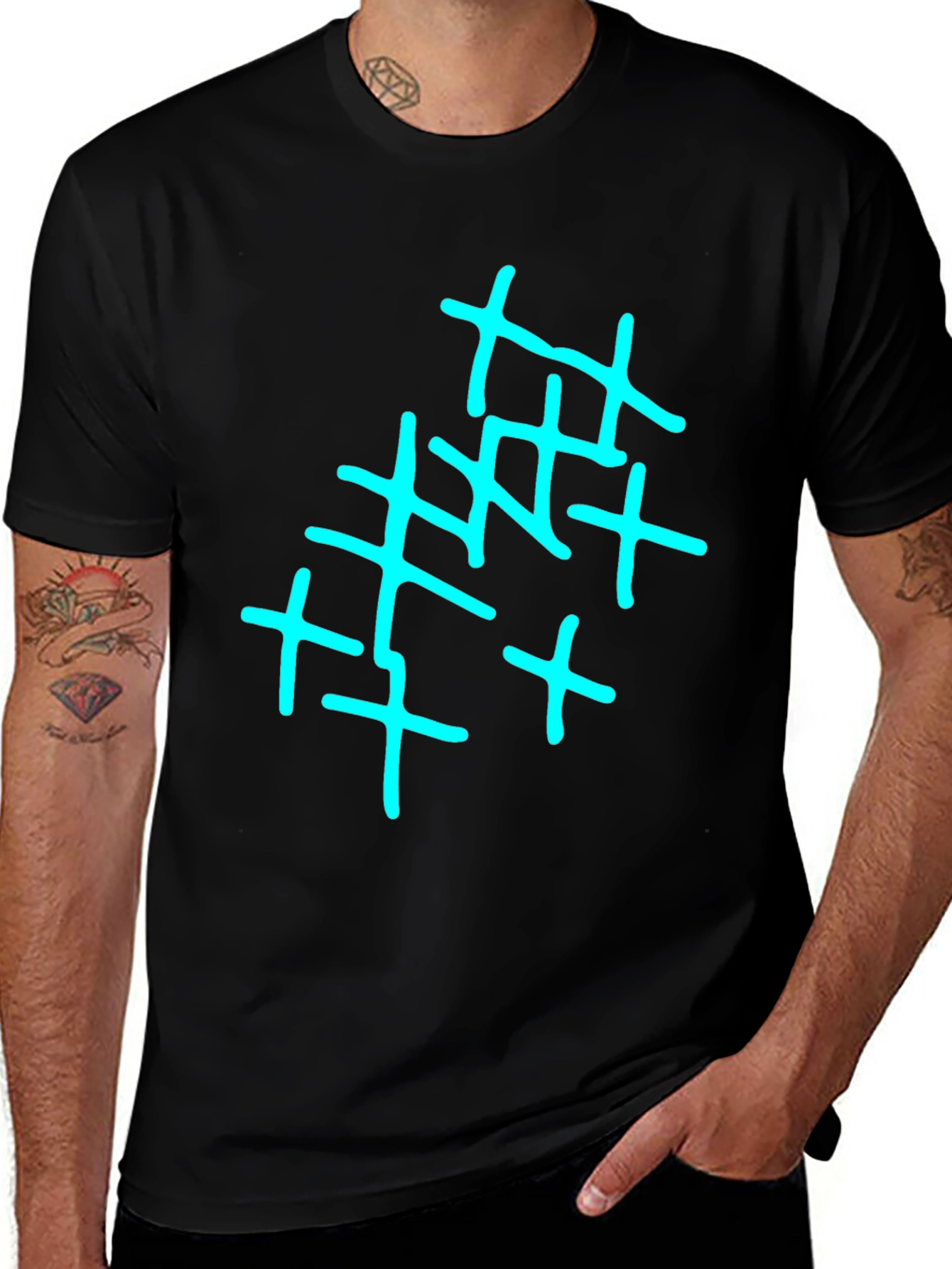 Variant 15 of Abstract Crosshatch Graphic Print Black T-Shirt