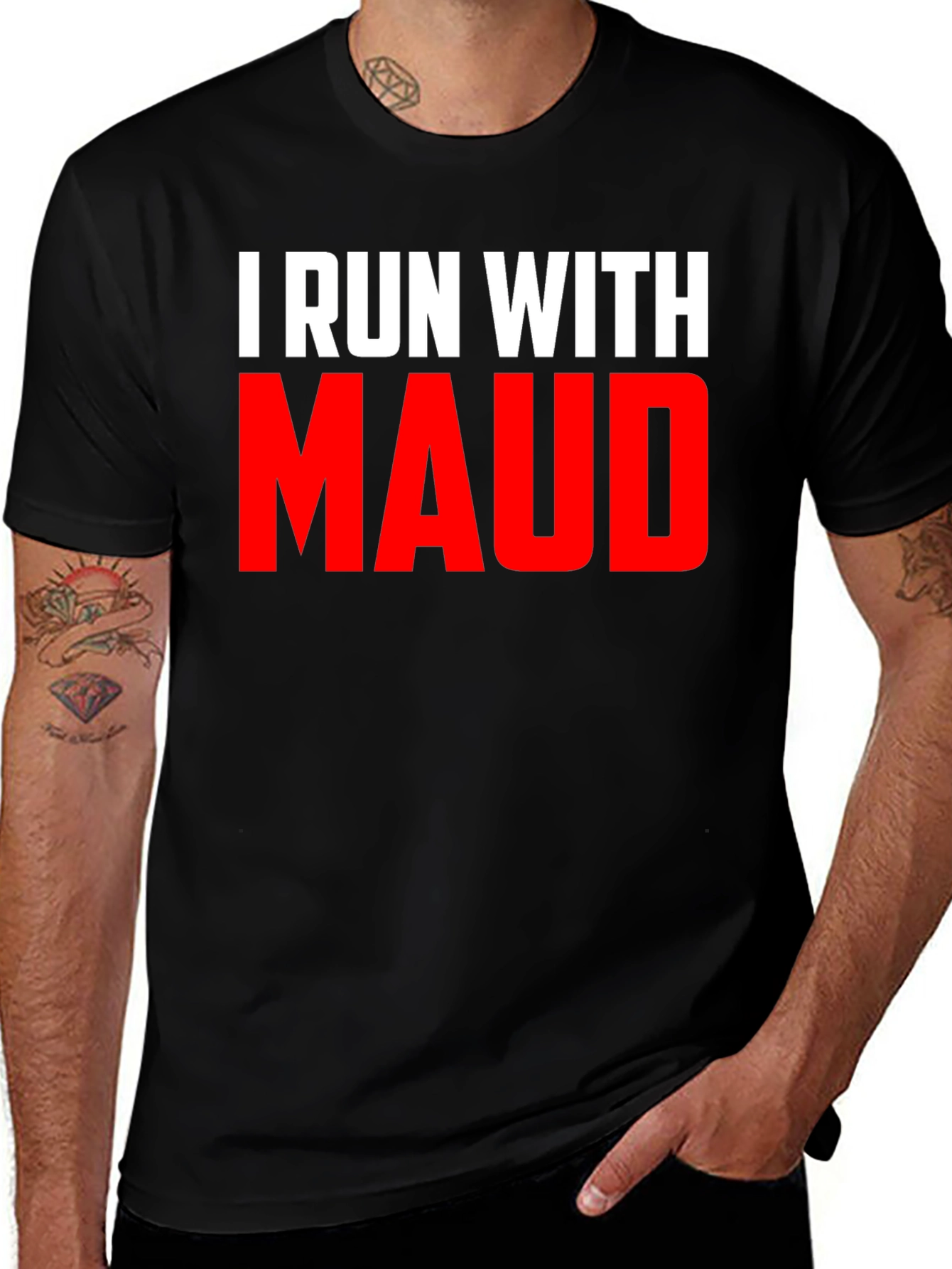 Variant 19 of I Run With Maud Graphic Tee - Black Cotton T-Shirt