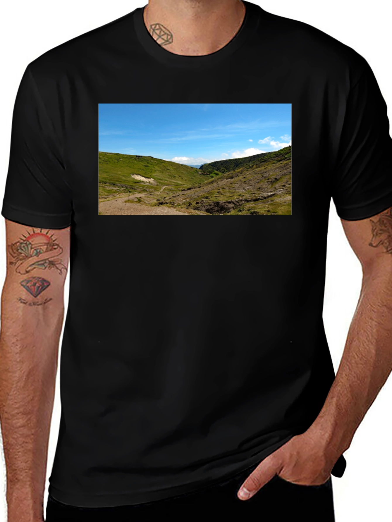 Variant 17 of Scenic Landscape Black T-Shirt