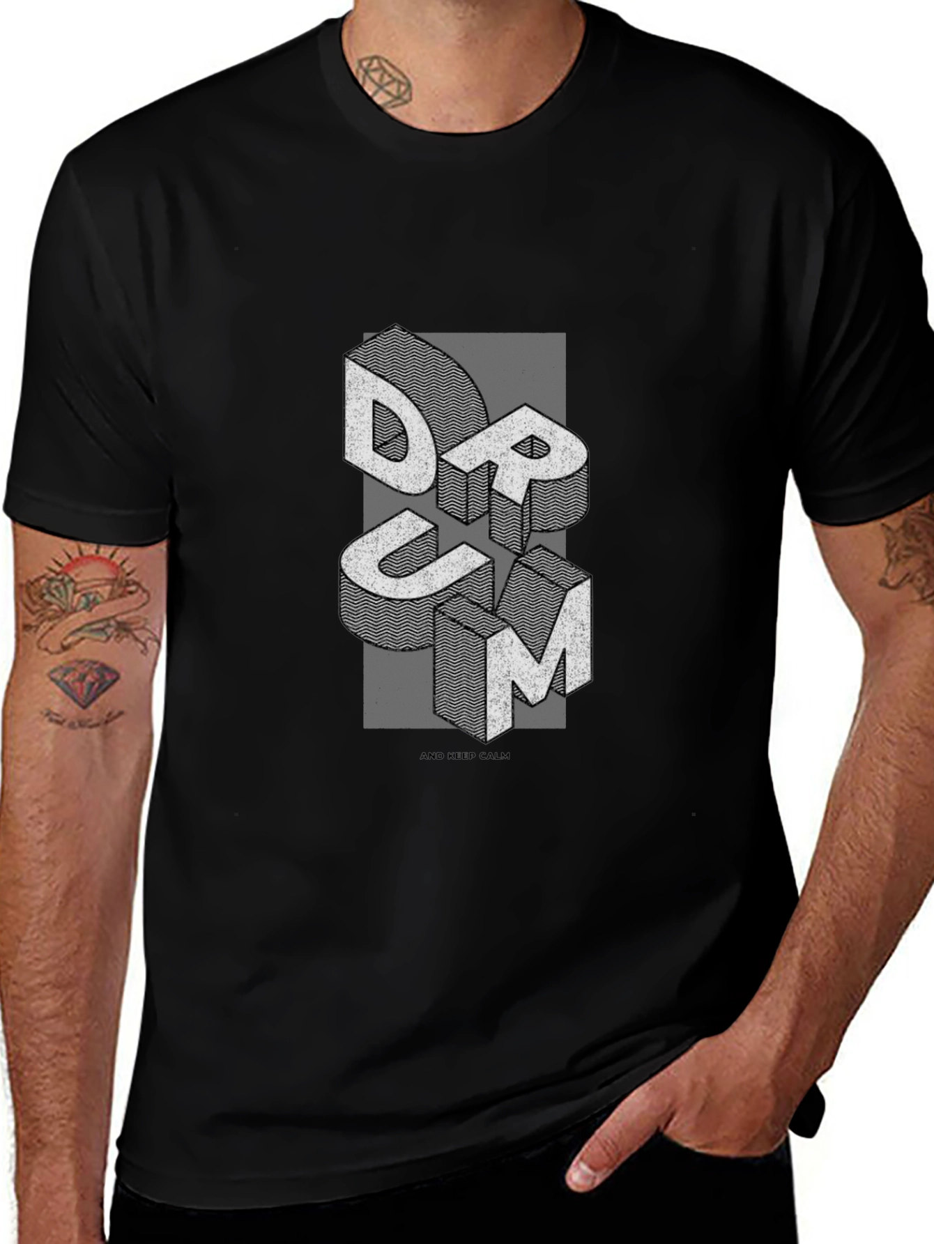 Variant 11 of Abstract 'DRUM' Graphic Tee - Men's Black T-Shirt