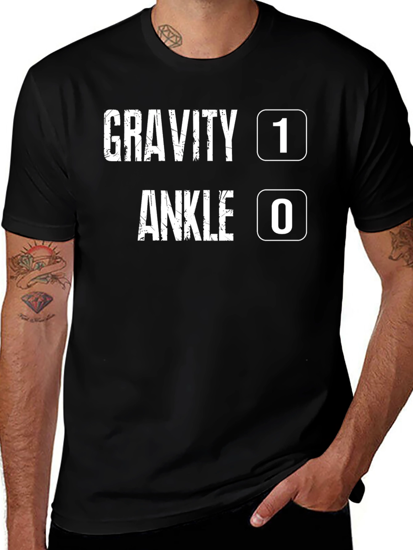 Black Gravity 1, Ankle 0 Funny T-Shirt main image