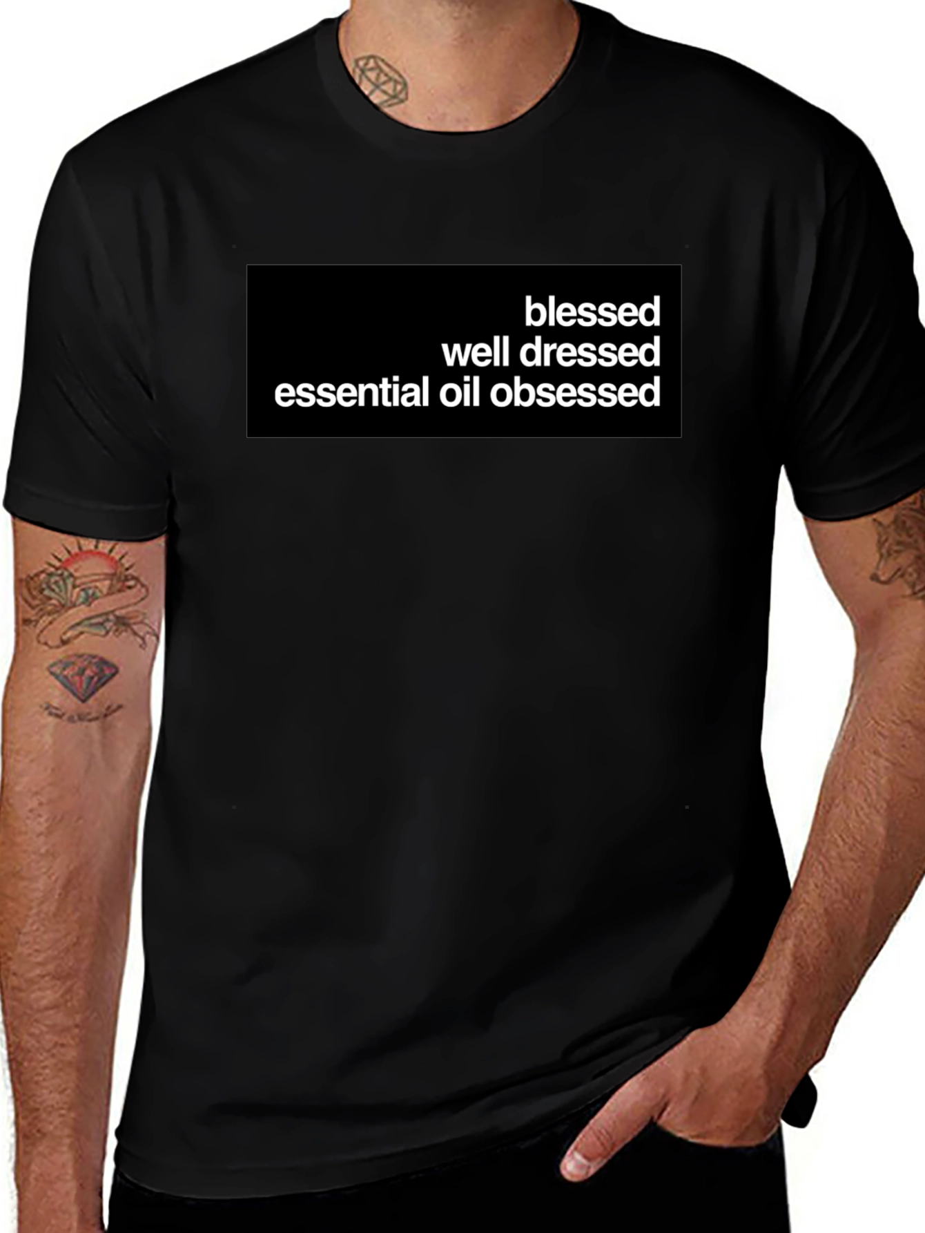 Variant 10 of Blessed Essential Oil Obsessed Black T-Shirt