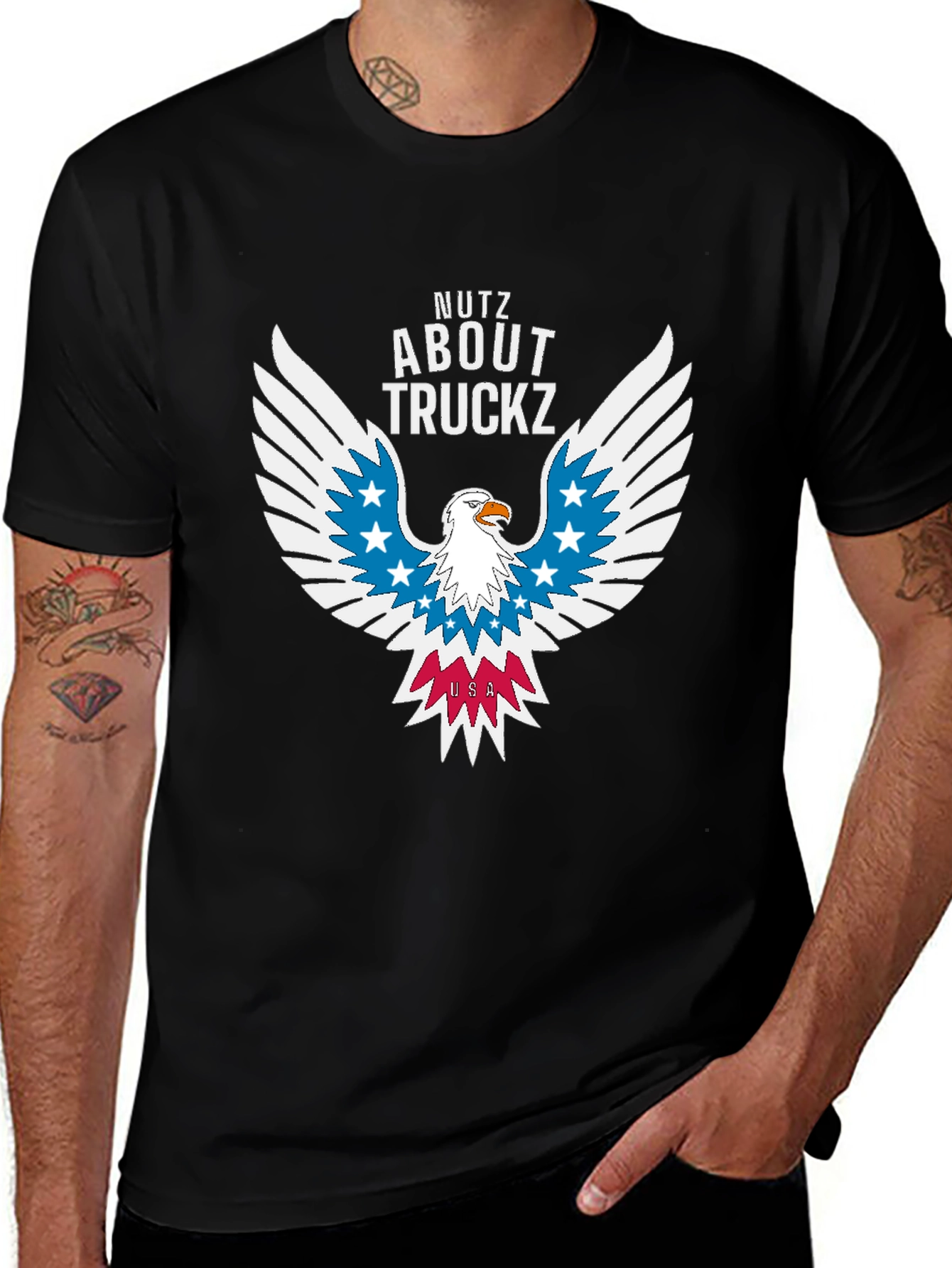 Variant 23 of Nutz About Truckz Eagle Graphic Tee - Patriotic Black T-Shirt