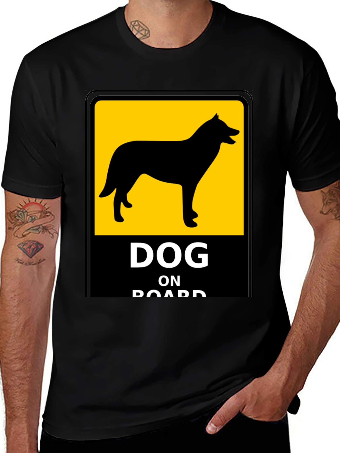 Variant 12 of Dog On Board Black T-Shirt