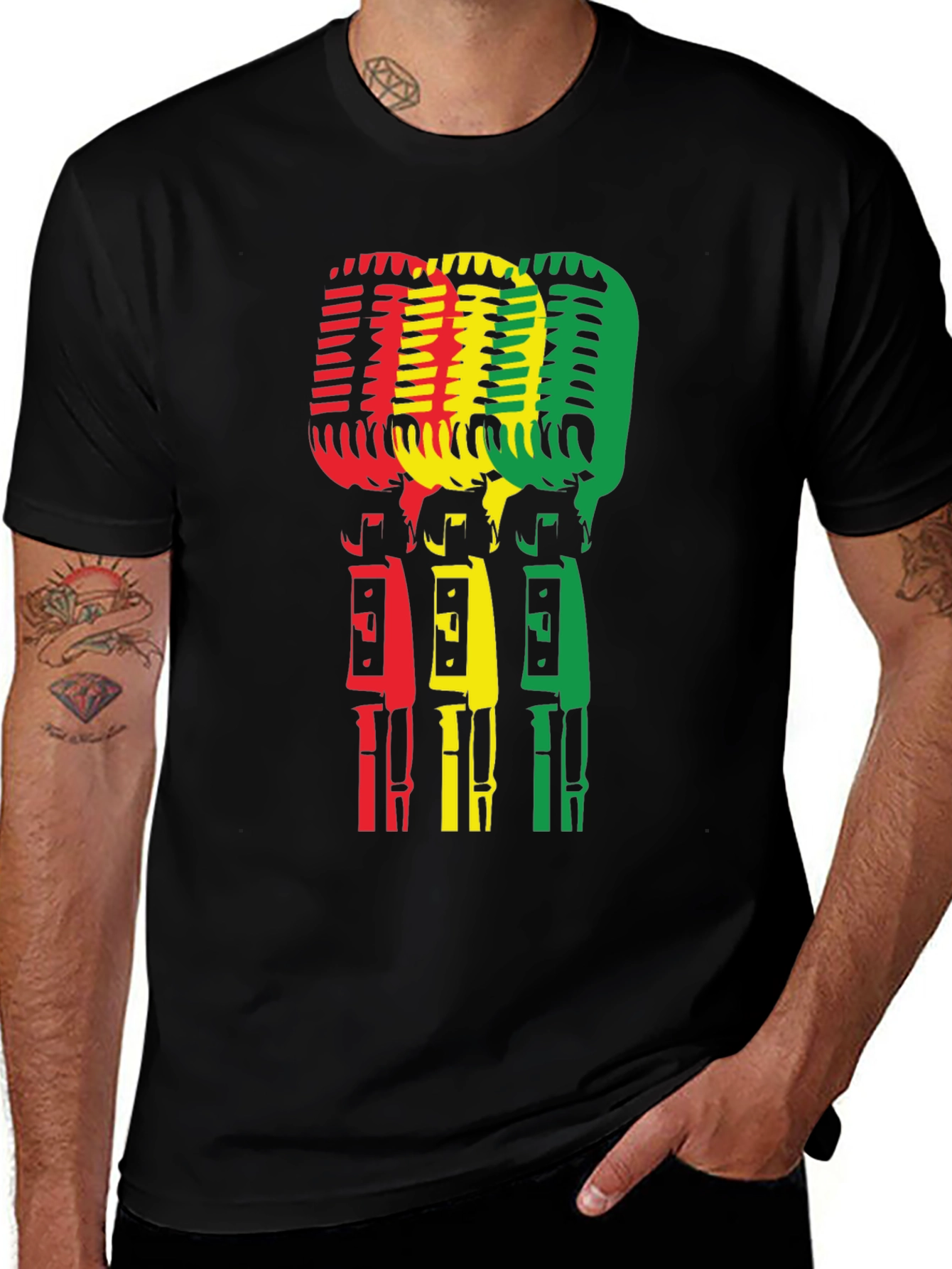 Rasta Microphone Graphic T-Shirt