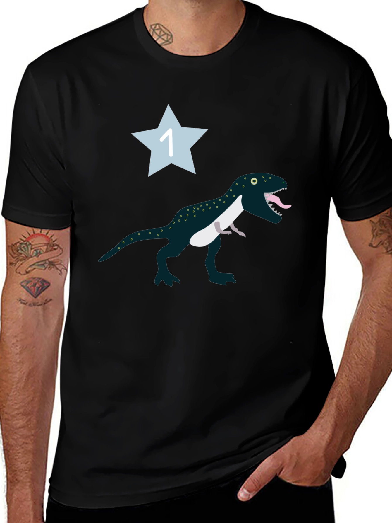 Variant 5 of Dino Birthday T-Shirt - "One" Star