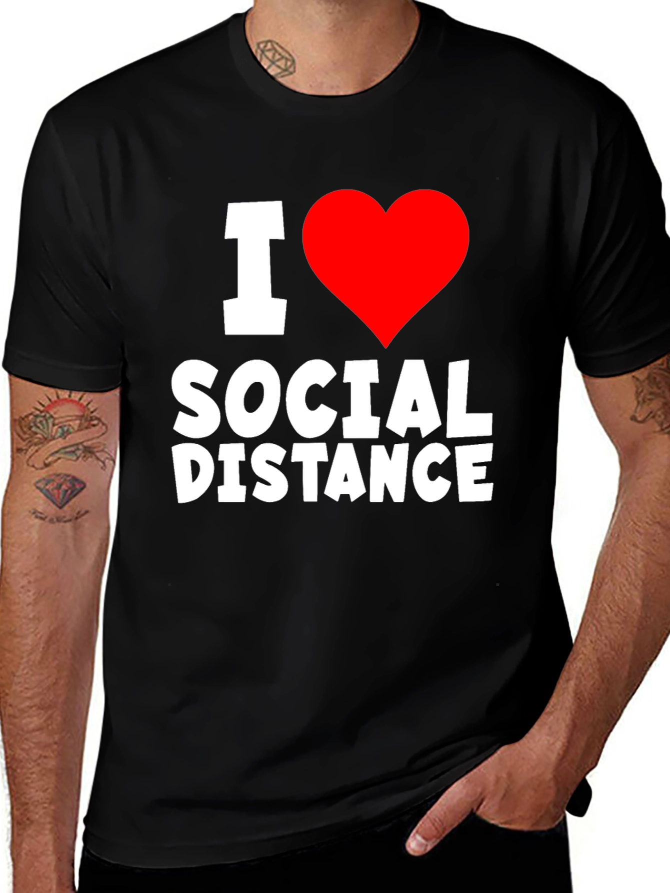Variant 10 of I Heart Social Distance Black T-Shirt