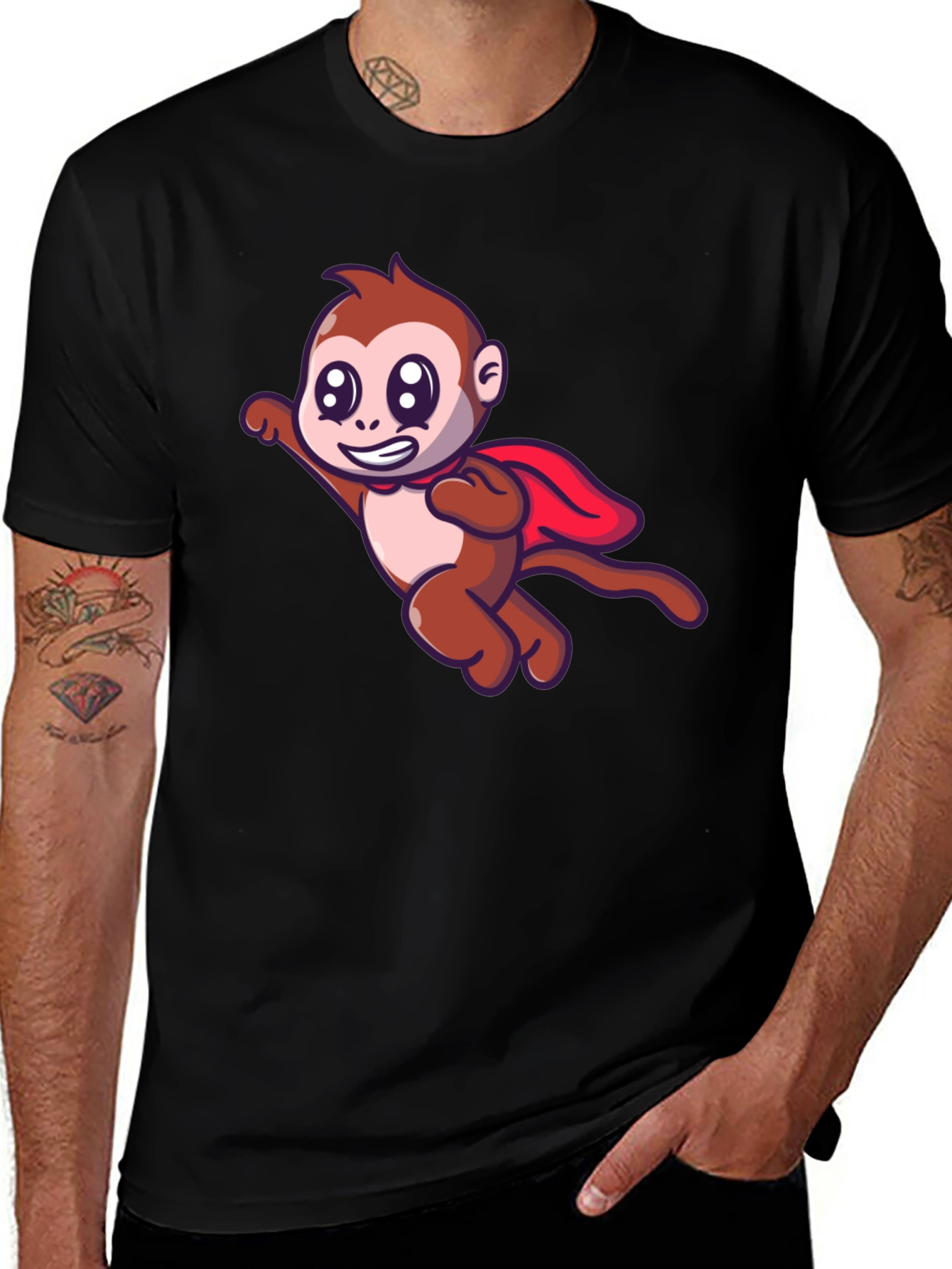 Variant 24 of Superhero Monkey Black T-Shirt