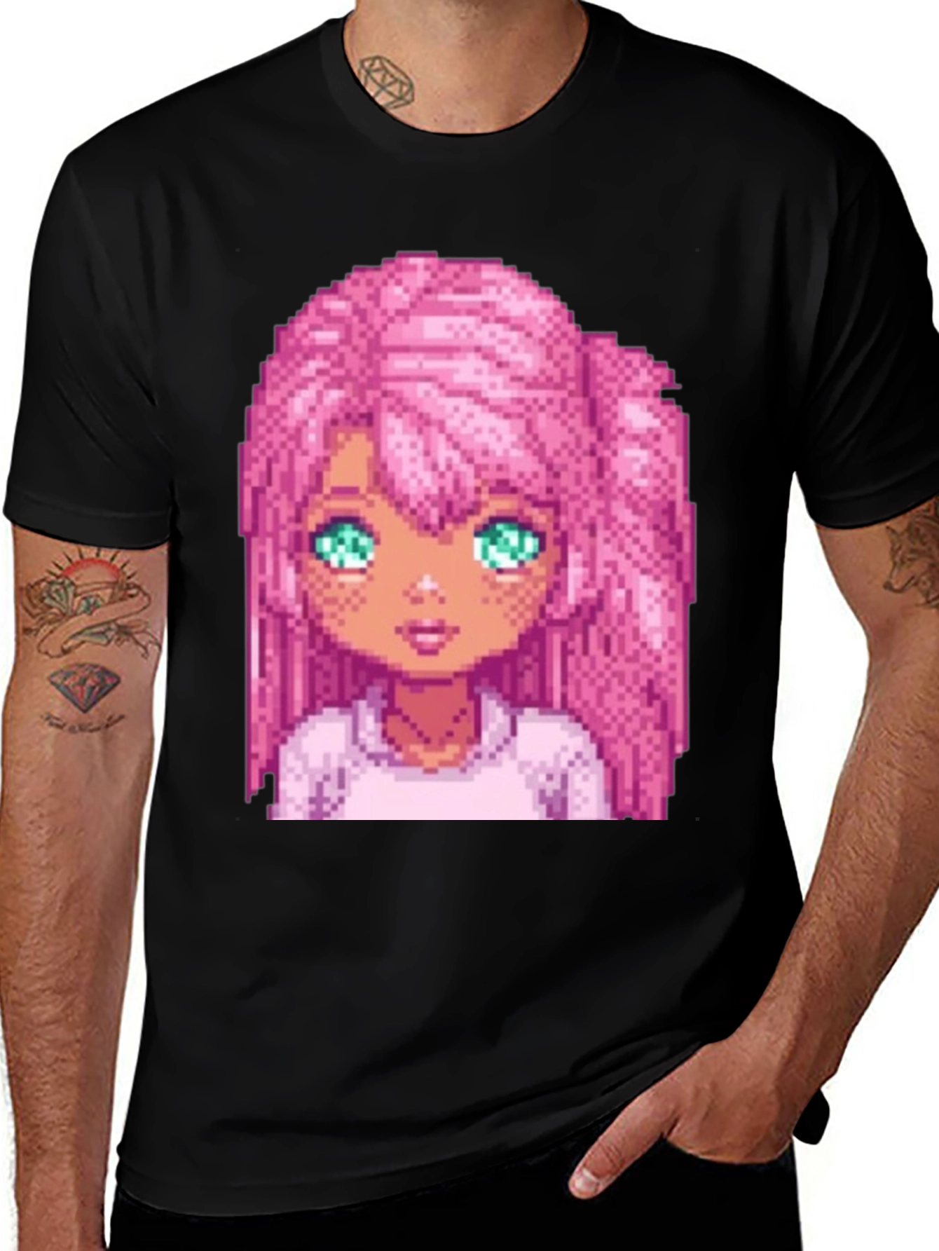 Variant 11 of Pixel Art Girl's Portrait Graphic Tee