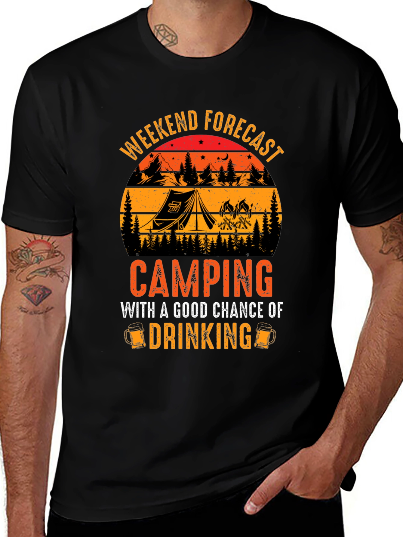 Variant 8 of Camping & Drinking Weekend Forecast T-Shirt