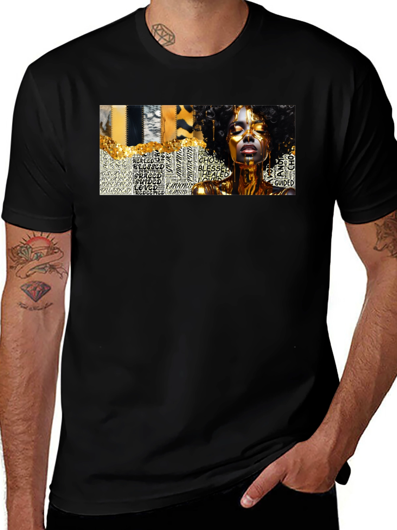 Variant 14 of Golden Woman Graphic Tee - Unisex Black T-Shirt