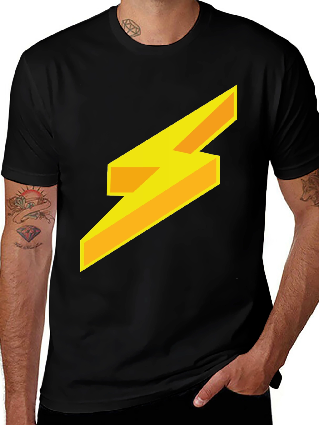 Variant 22 of Black T-Shirt with Yellow Lightning Bolt Graphic