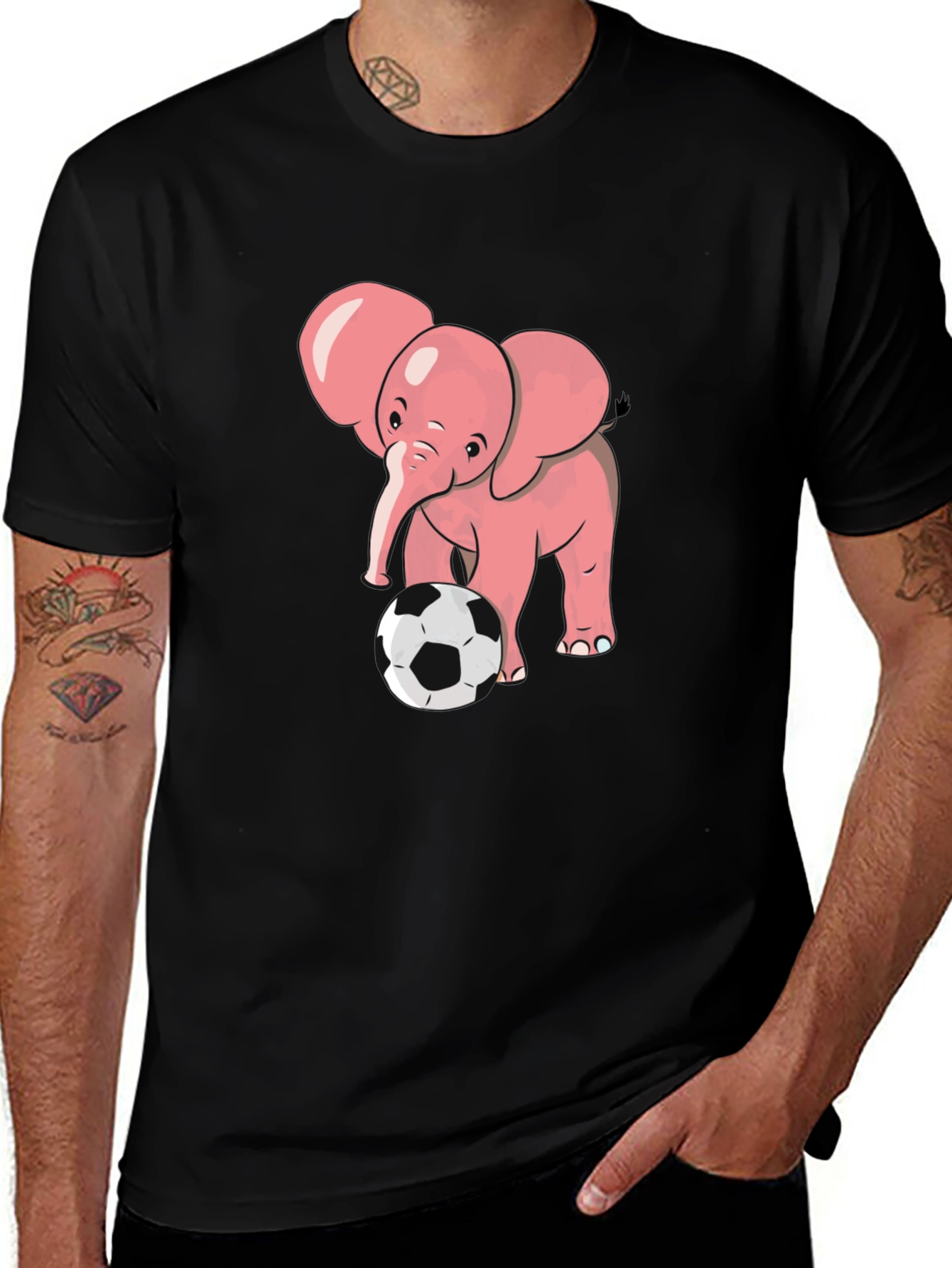 Variant 8 of Cute Elephant Soccer T-Shirt - Black