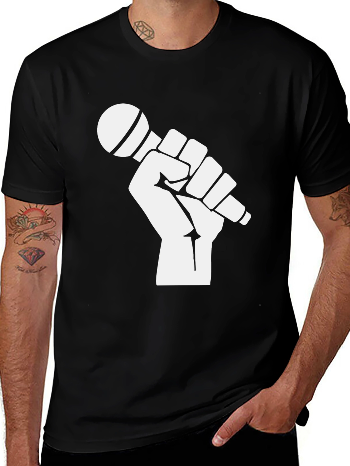 Variant 15 of Mic Fist Graphic Tee - Black