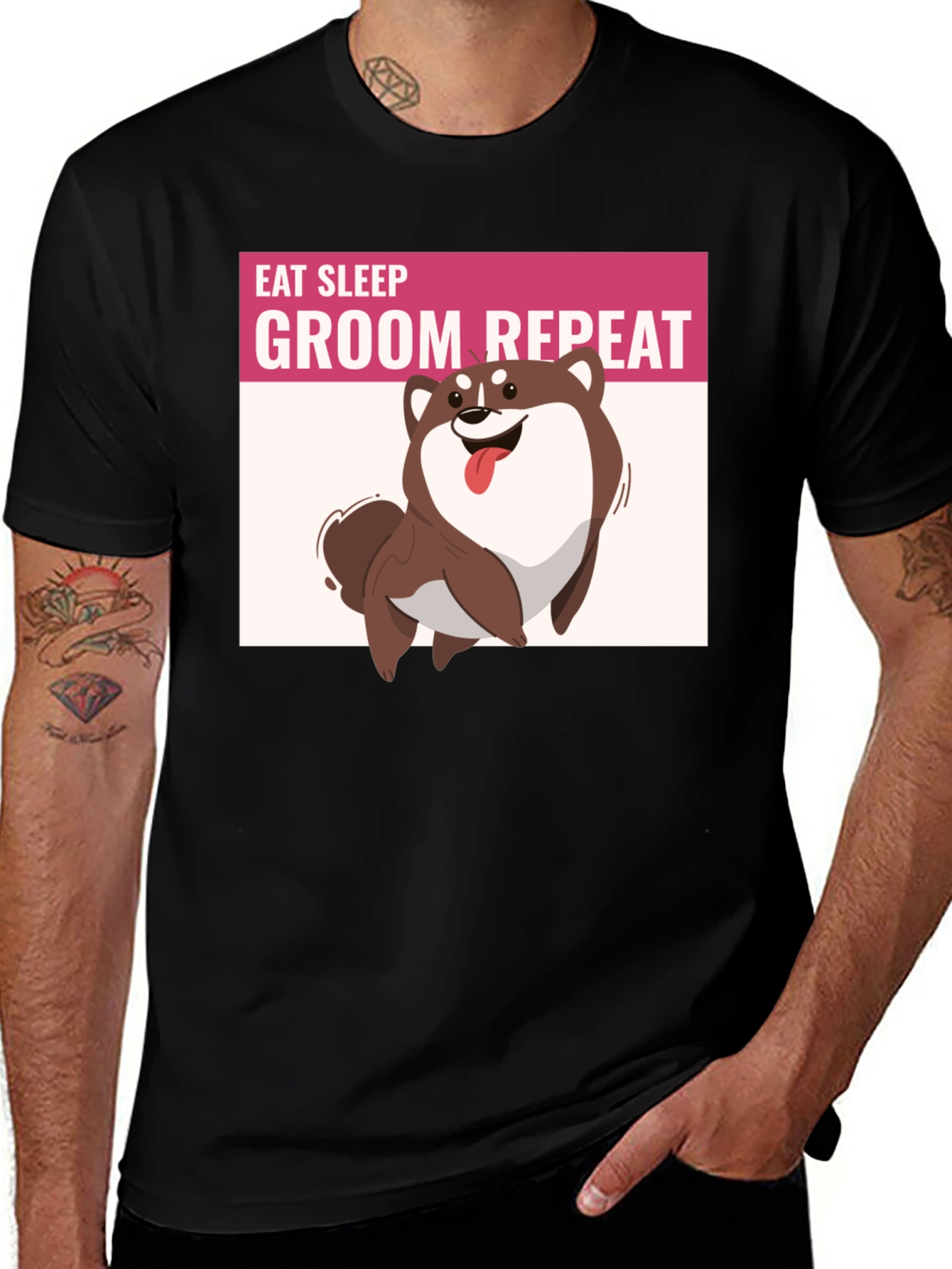 Variant 10 of Eat Sleep Groom Repeat Dog T-Shirt