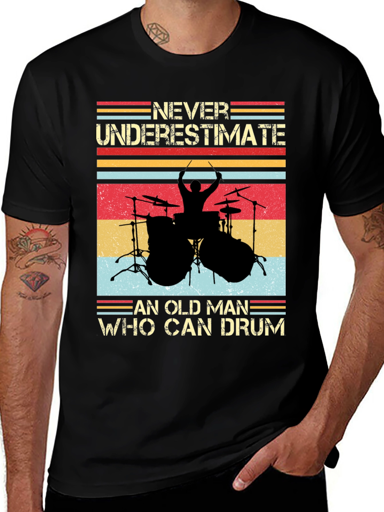 Variant 22 of Never Underestimate Old Man Drummer T-Shirt