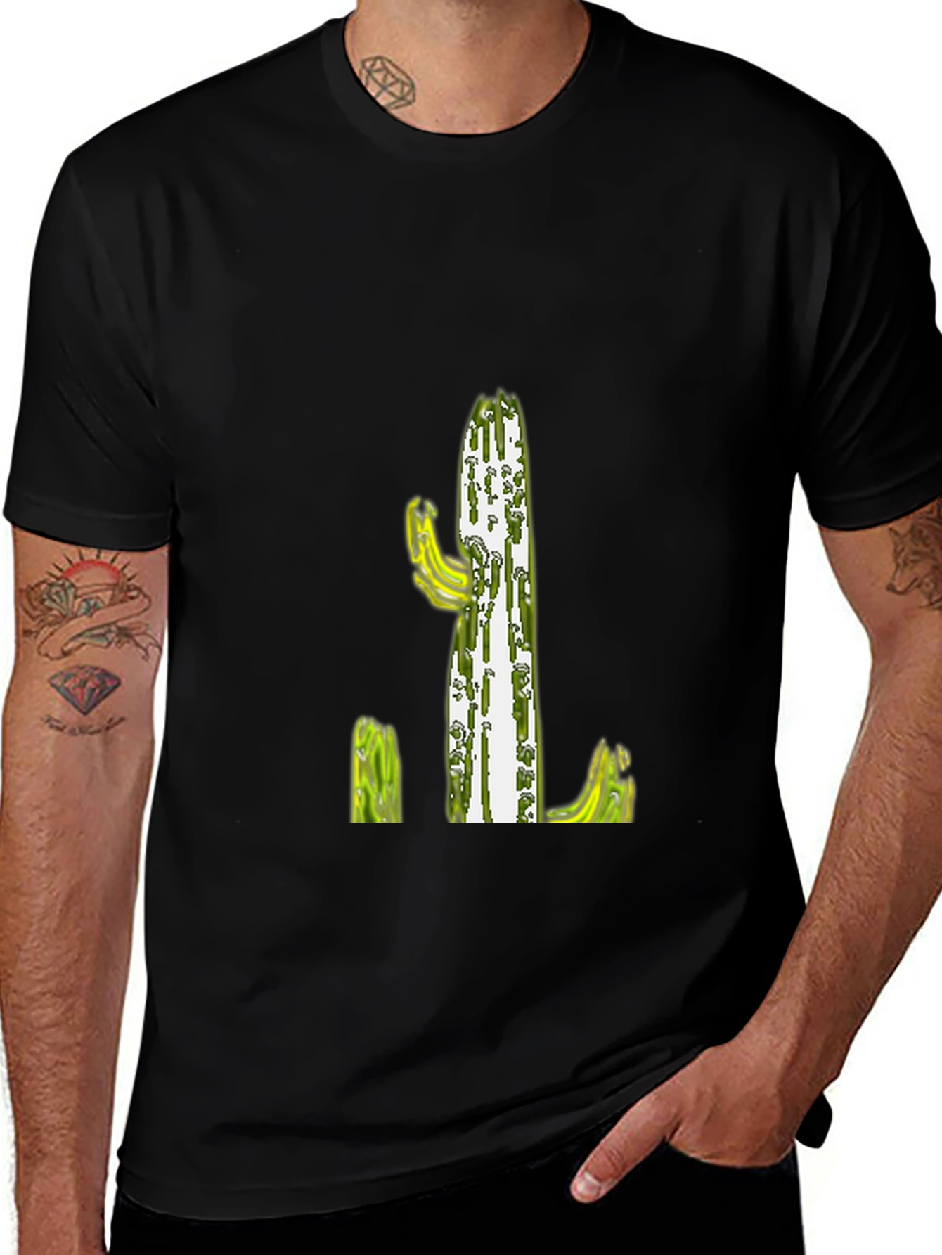Variant 8 of Cactus Graphic Print Black T-Shirt