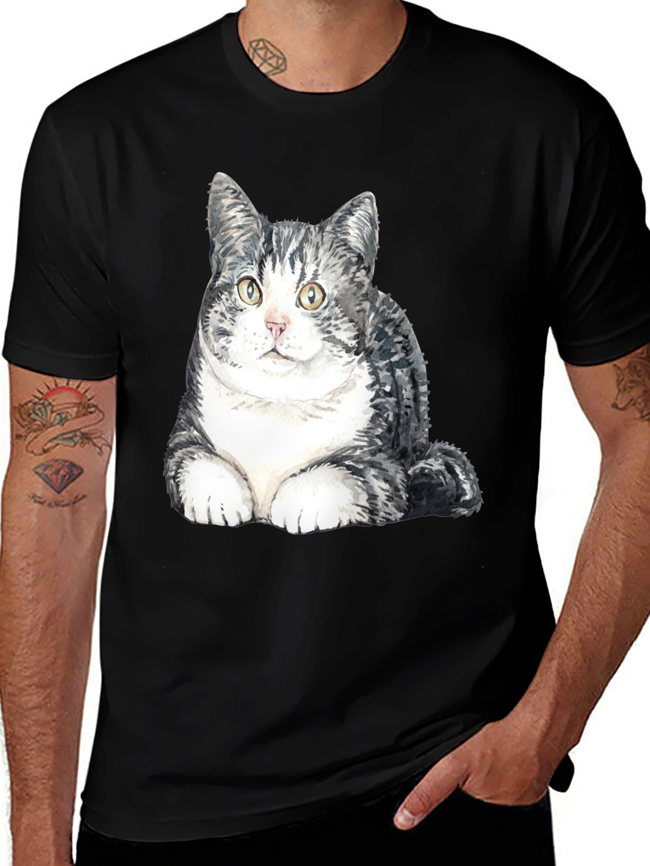 Black Cute Cat Graphic T-Shirt - Soft Cotton Blend main image