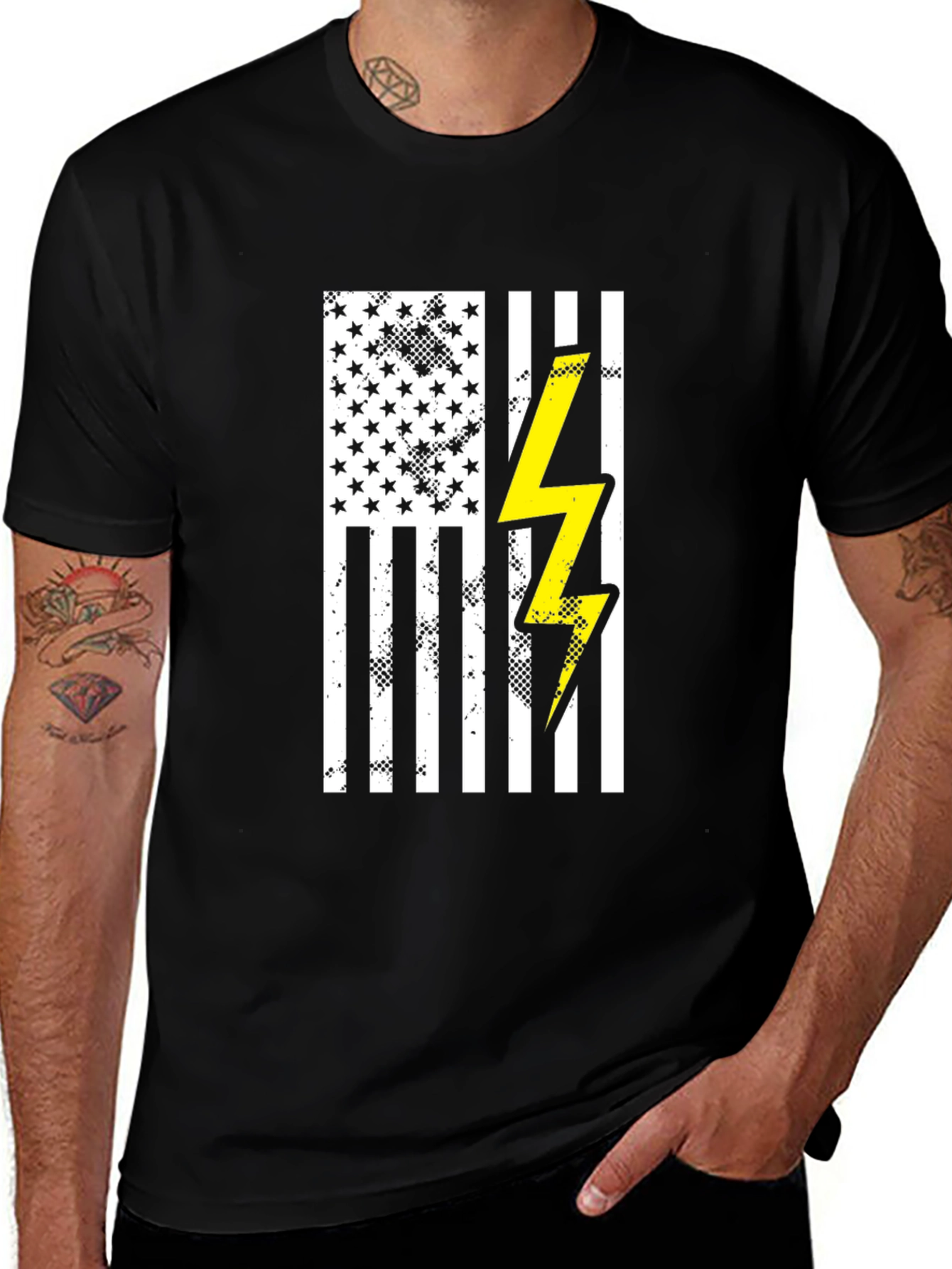 Variant 13 of American Flag Lightning Bolt Graphic T-Shirt