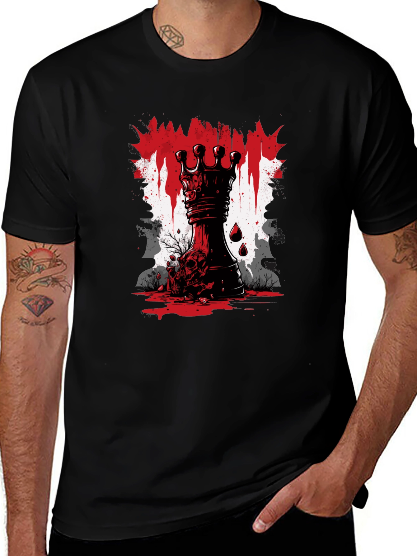 Variant 27 of Dark Chess King Graphic Tee - Edgy Style