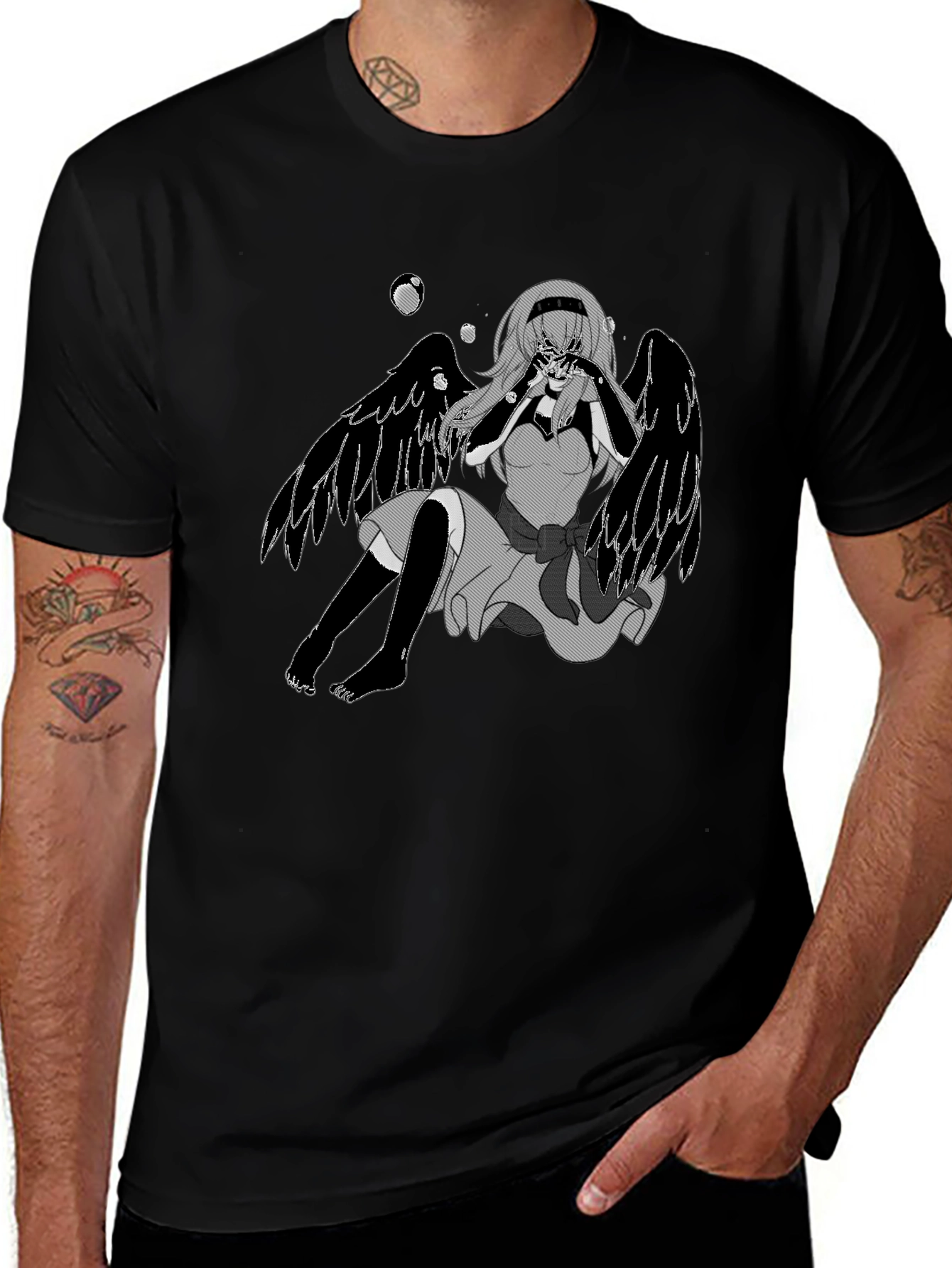 Variant 29 of Anime Angel Graphic Black T-Shirt