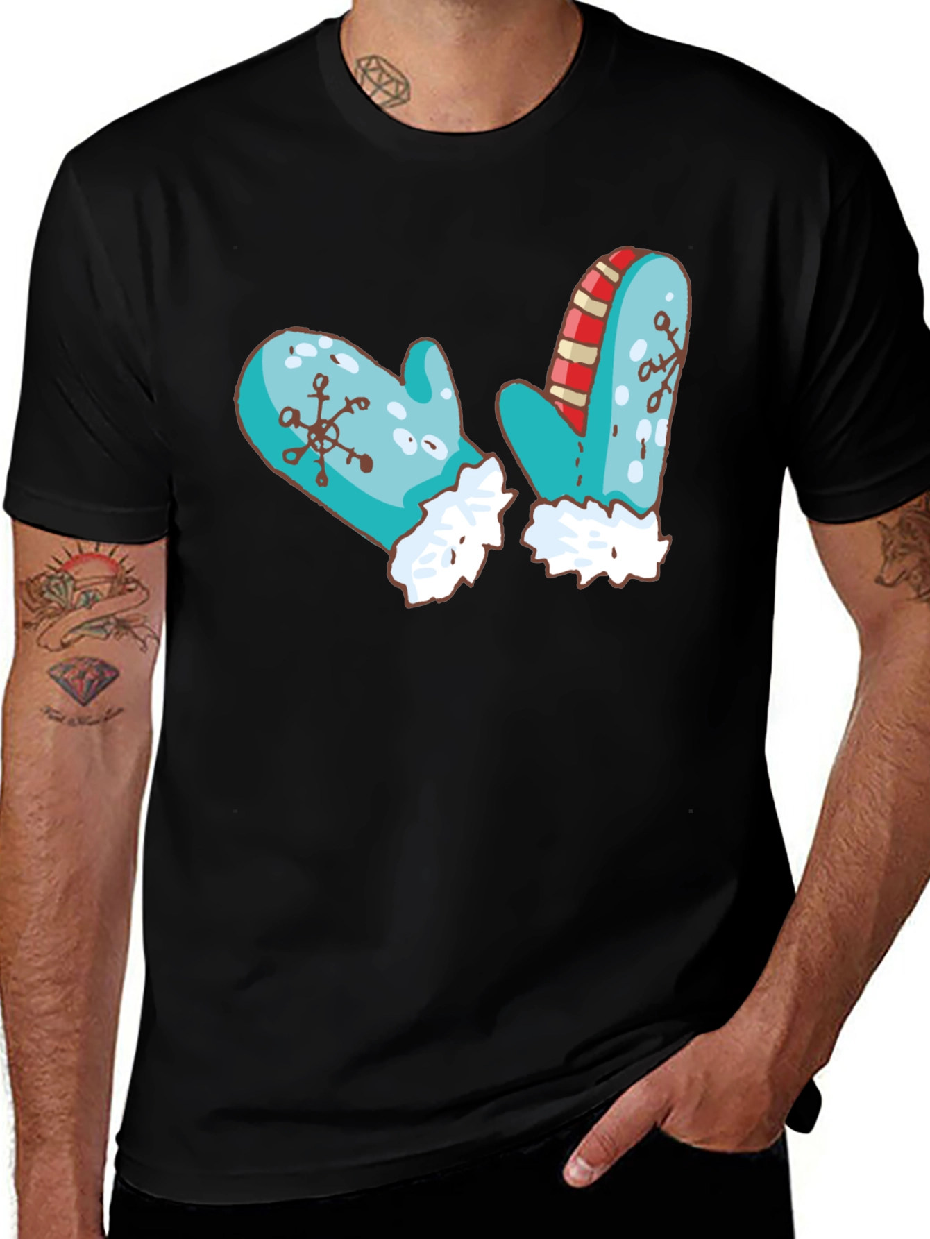 Variant 9 of Winter Mittens Graphic T-Shirt - Holiday Fun