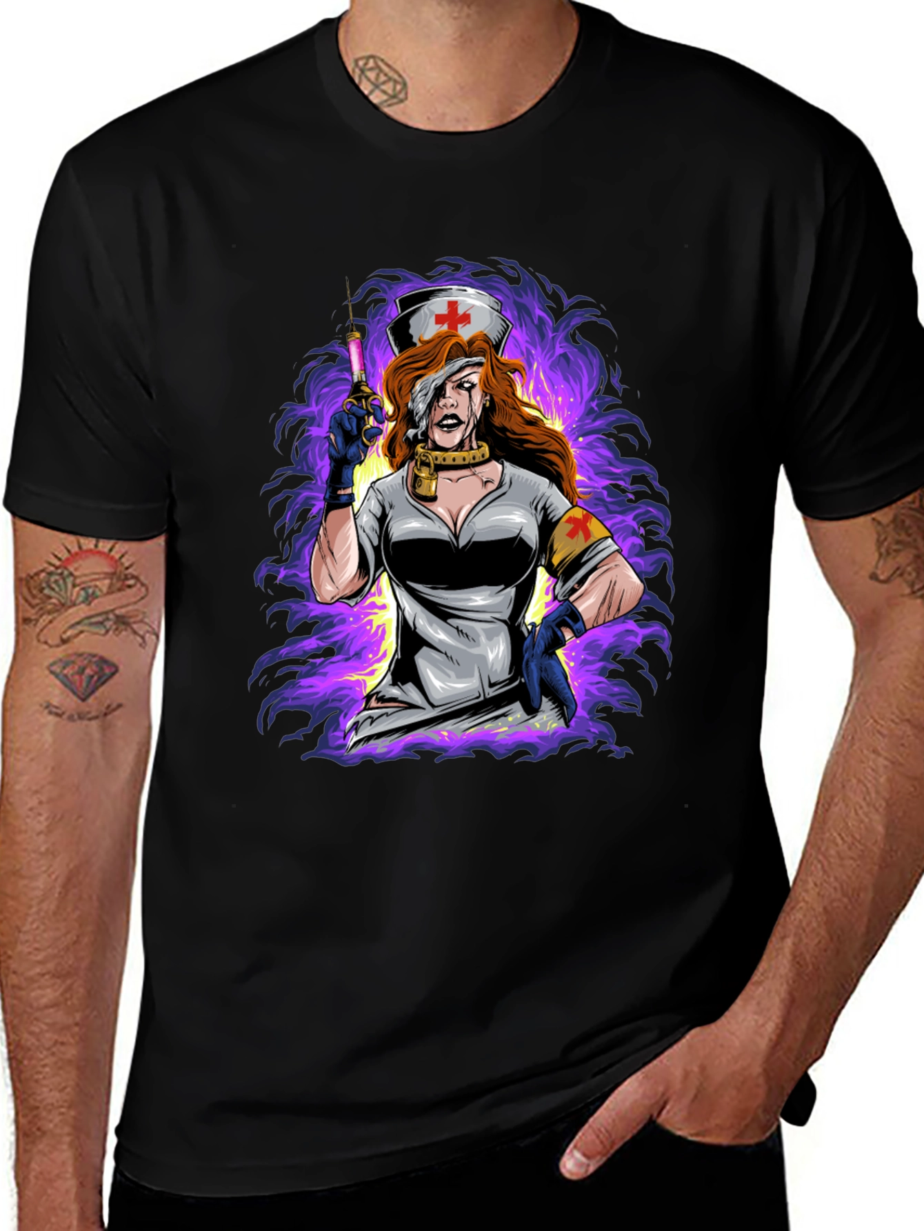 Variant 2 of Nurse Graphic Black T-Shirt