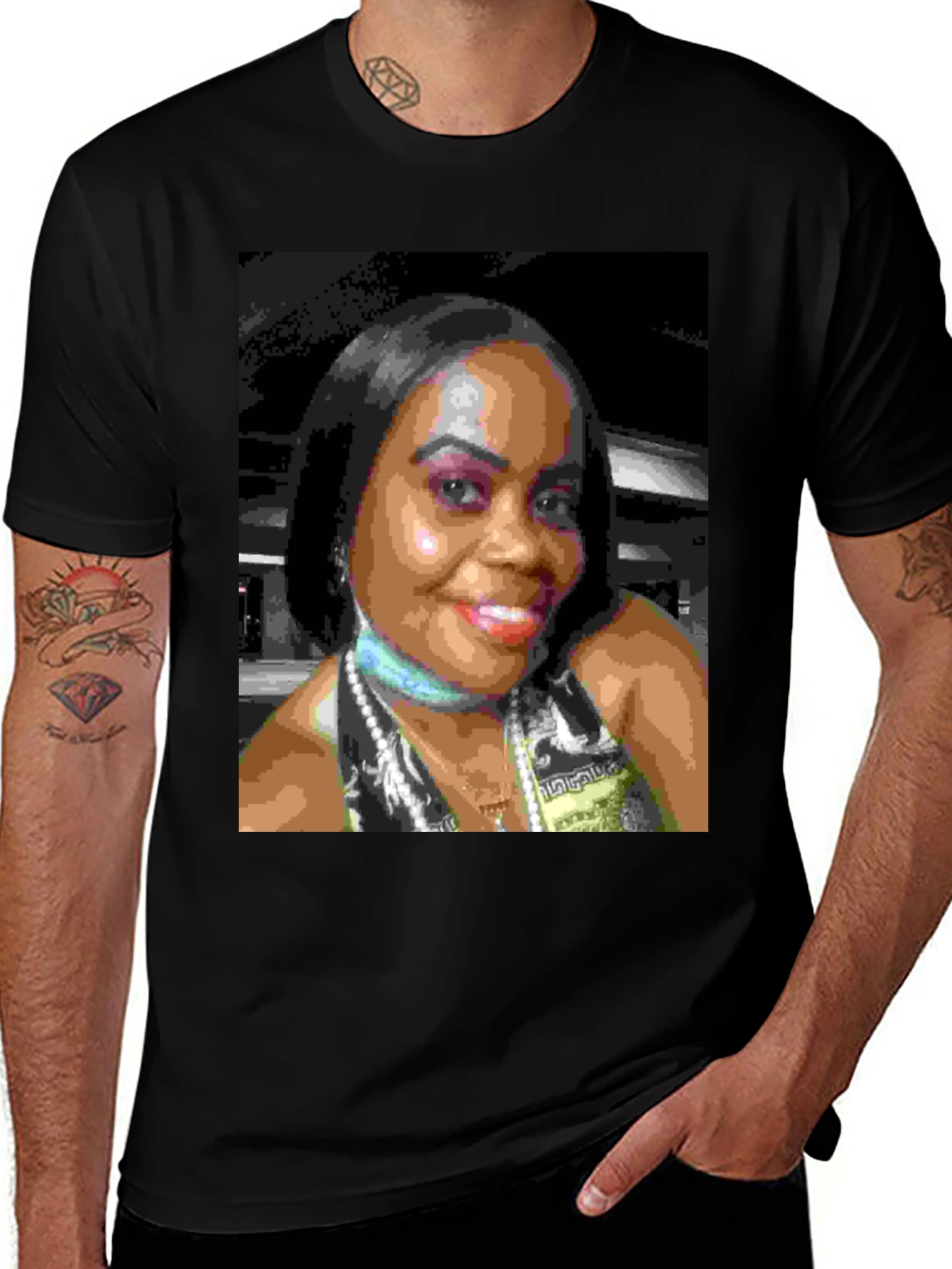 Custom Photo Print Black T-Shirt