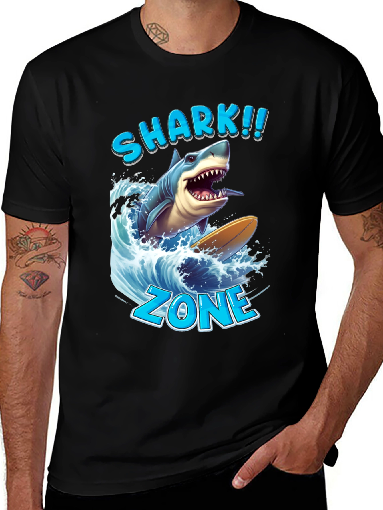Shark Zone Graphic Tee - Surfing Shark Design
