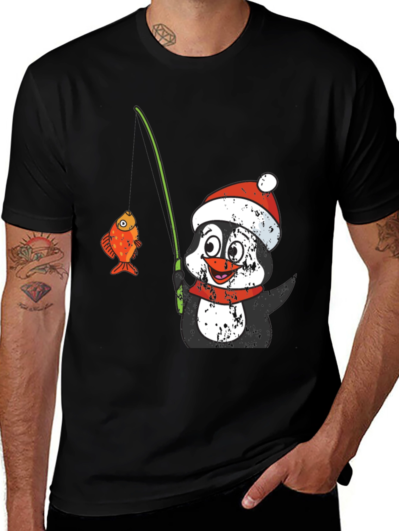 Variant 21 of Penguin Fishing T-Shirt - Festive Holiday Wear