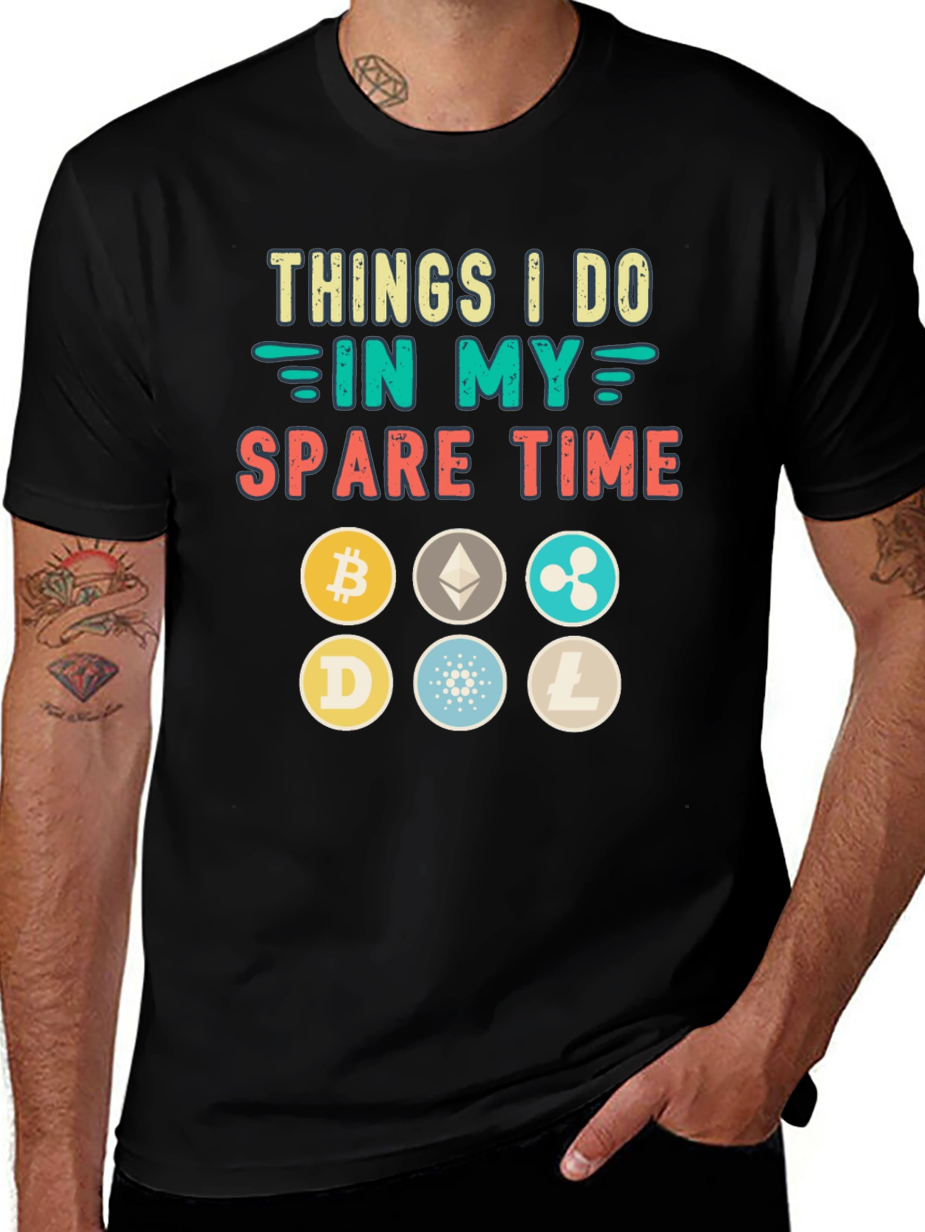 Variant 22 of Crypto Spare Time T-Shirt - Bitcoin, Ethereum, Dogecoin