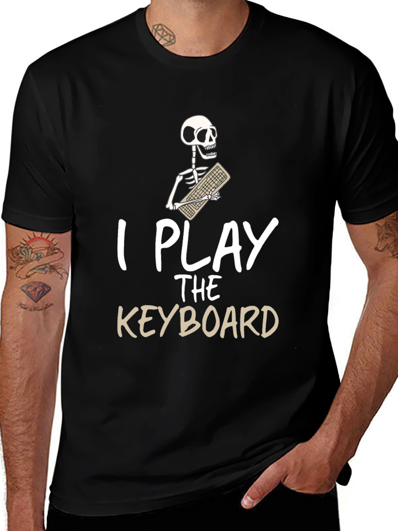 Variant 11 of I Play The Keyboard Funny Skeleton Musician T-Shirt