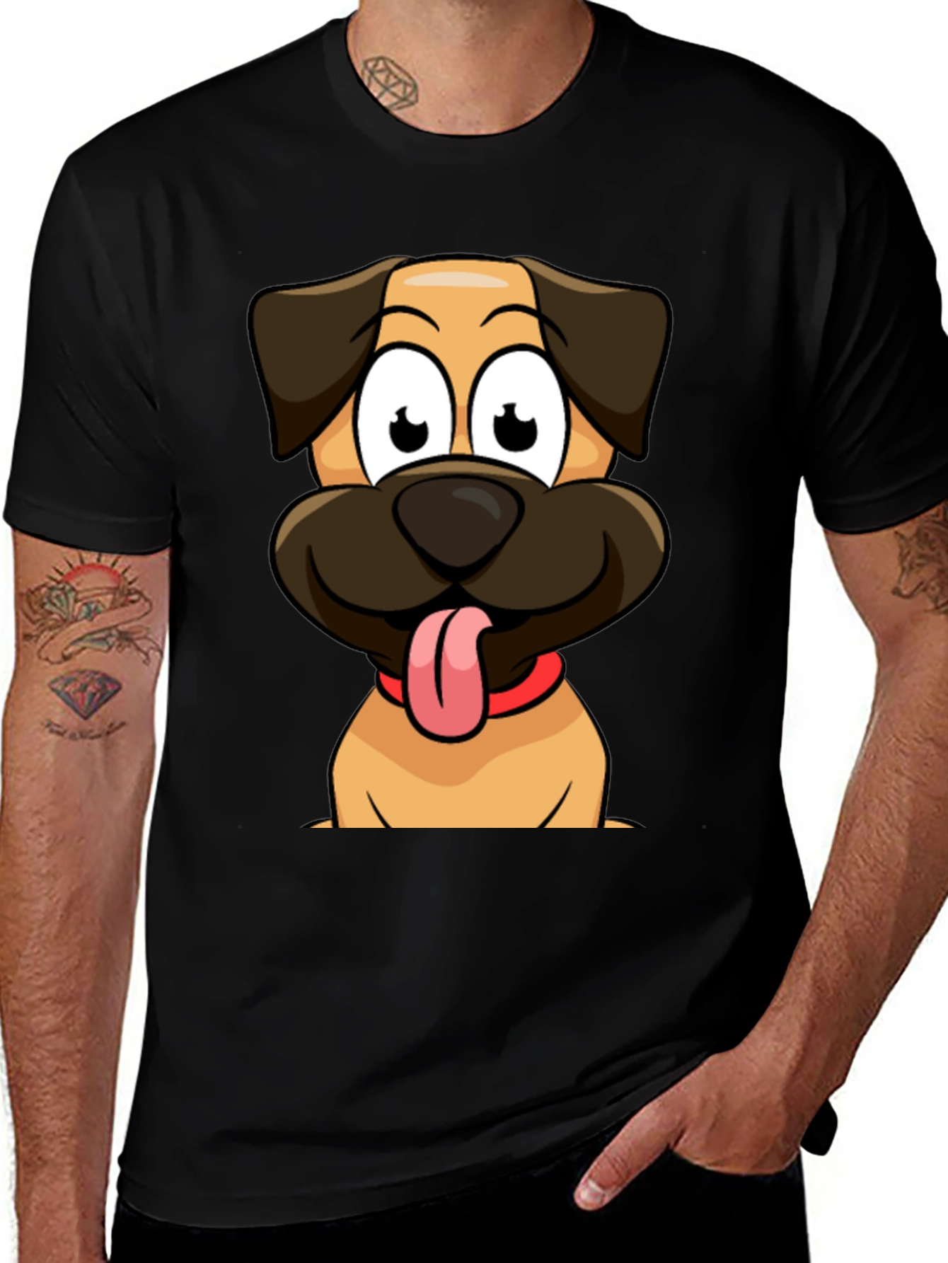 Variant 20 of Cartoon Dog Graphic T-Shirt - Black